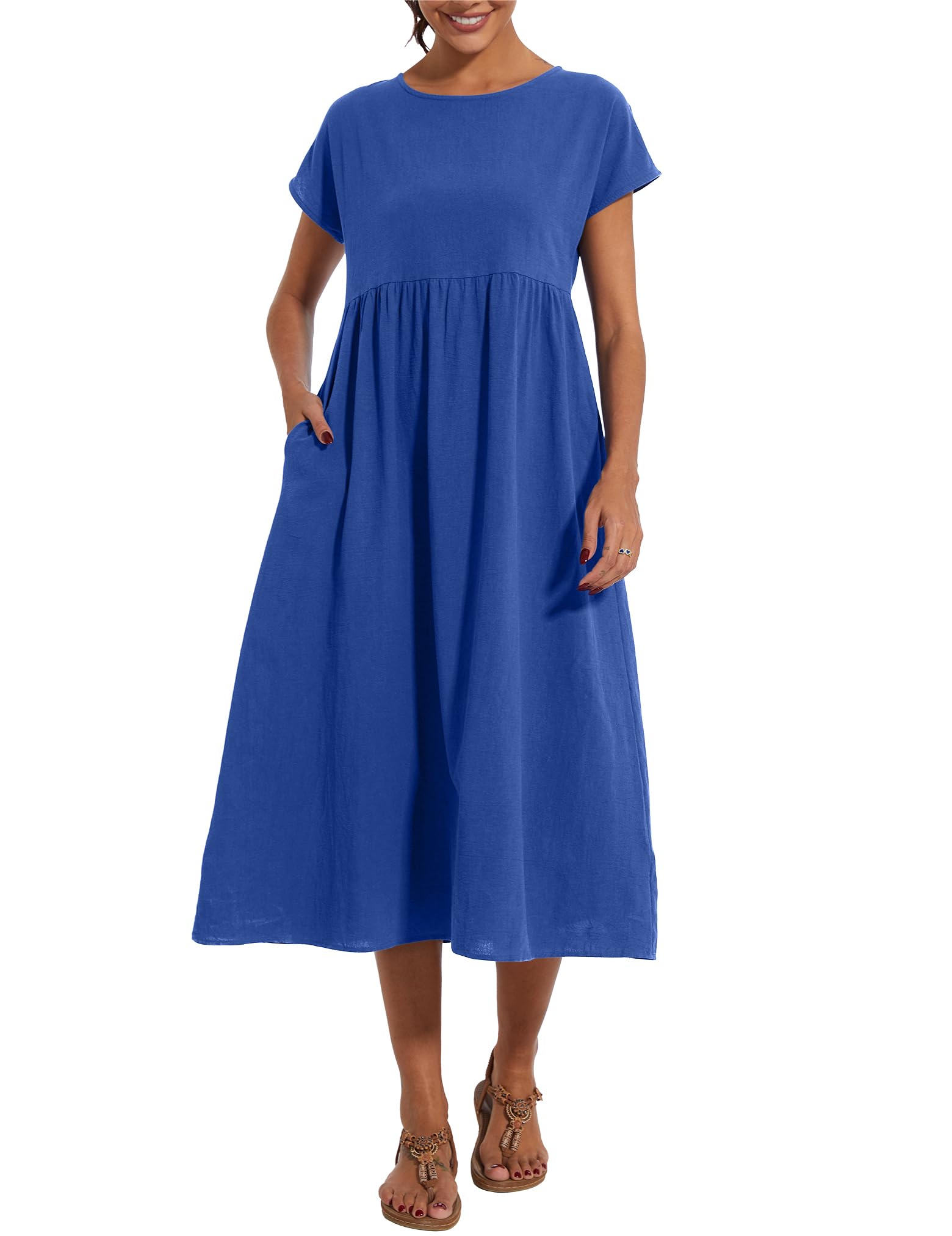 Foto 6 pulgar | Vestido Wrolem Casual De Verano De Algodón Con Bolsillos Para Mujer 2024 - Venta Internacional.