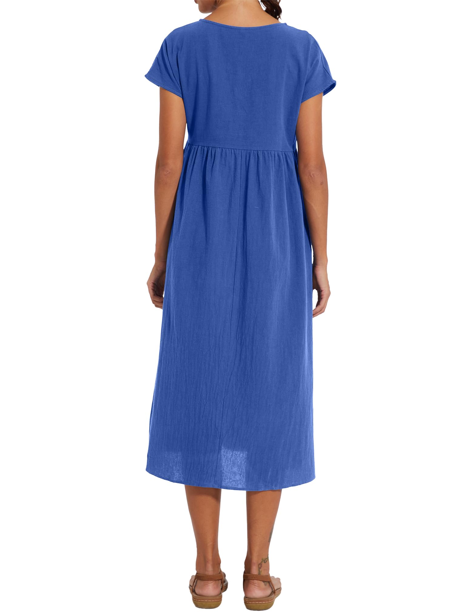 Foto 7 pulgar | Vestido Wrolem Casual De Verano De Algodón Con Bolsillos Para Mujer 2024 - Venta Internacional.