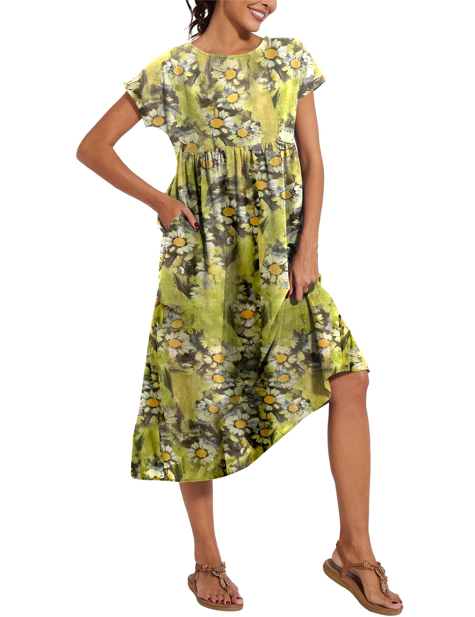 Foto 4 pulgar | Vestido Wrolem Casual De Verano De Algodón Con Bolsillos Para Mujer 2024 - Venta Internacional.