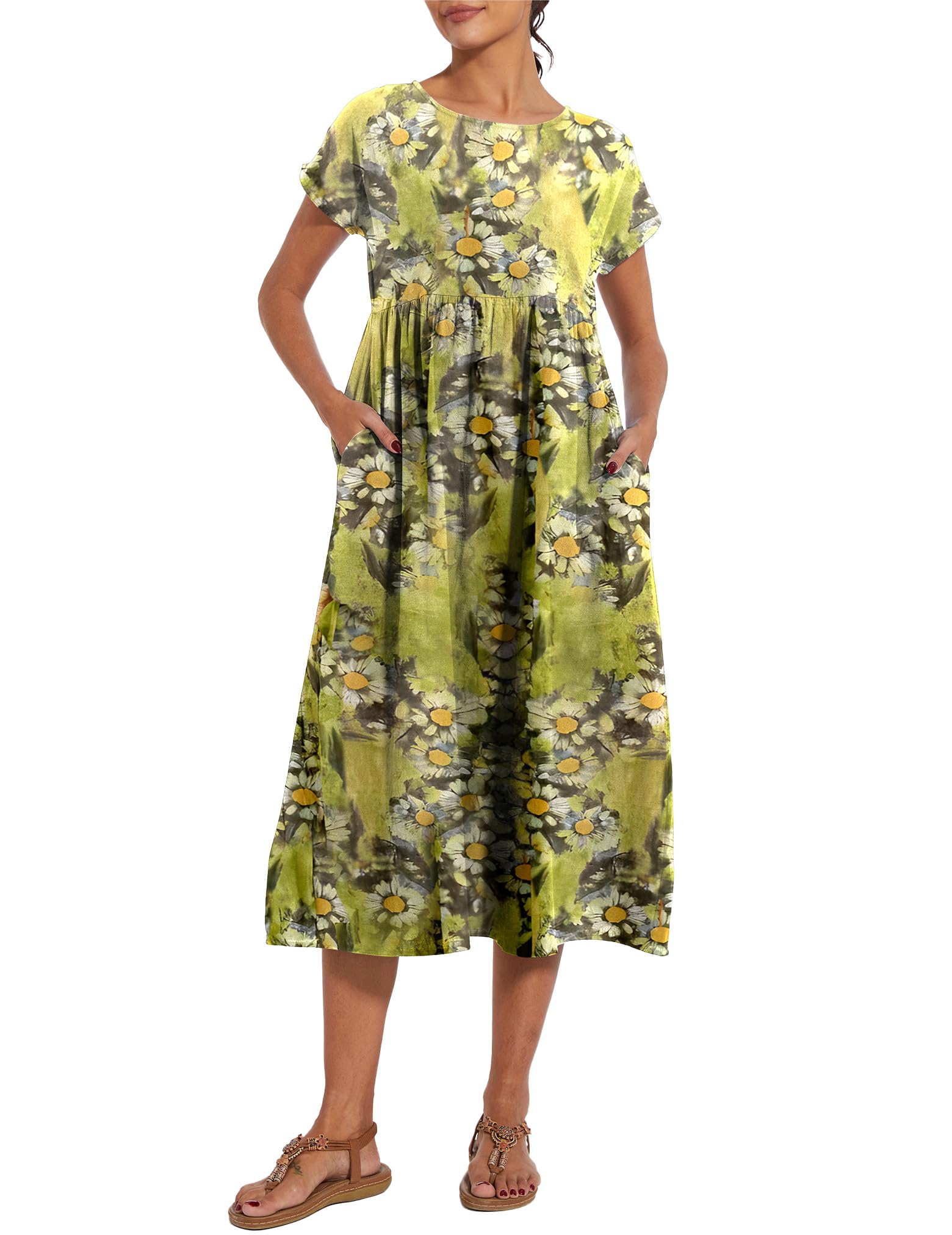 Foto 5 pulgar | Vestido Wrolem Casual De Verano De Algodón Con Bolsillos Para Mujer 2024 - Venta Internacional.