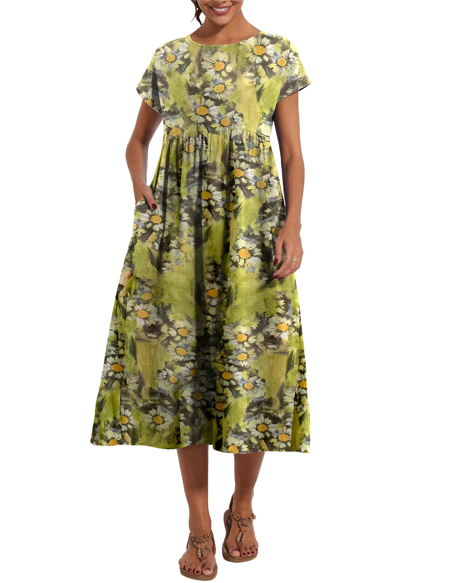 Foto 5 | Vestido Wrolem Casual De Verano De Algodón Con Bolsillos Para Mujer 2024 - Venta Internacional.