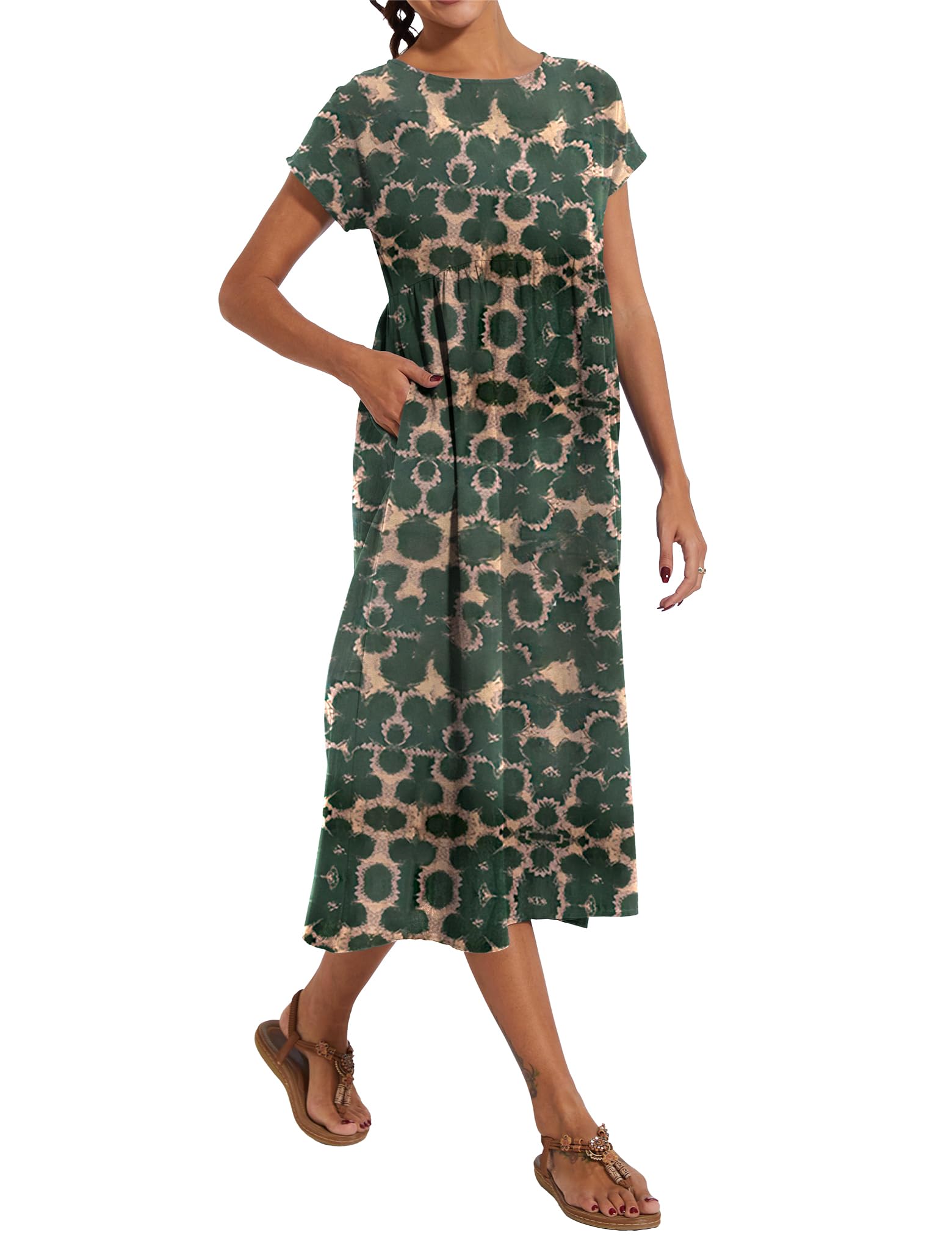 Foto 3 pulgar | Vestido Wrolem Casual De Verano De Algodón Con Bolsillos Para Mujer 2024 - Venta Internacional.