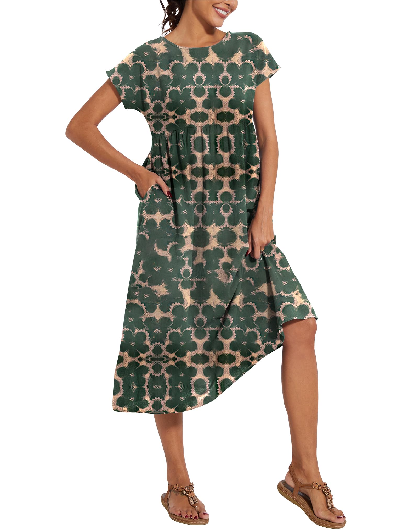 Foto 4 pulgar | Vestido Wrolem Casual De Verano De Algodón Con Bolsillos Para Mujer 2024 - Venta Internacional.
