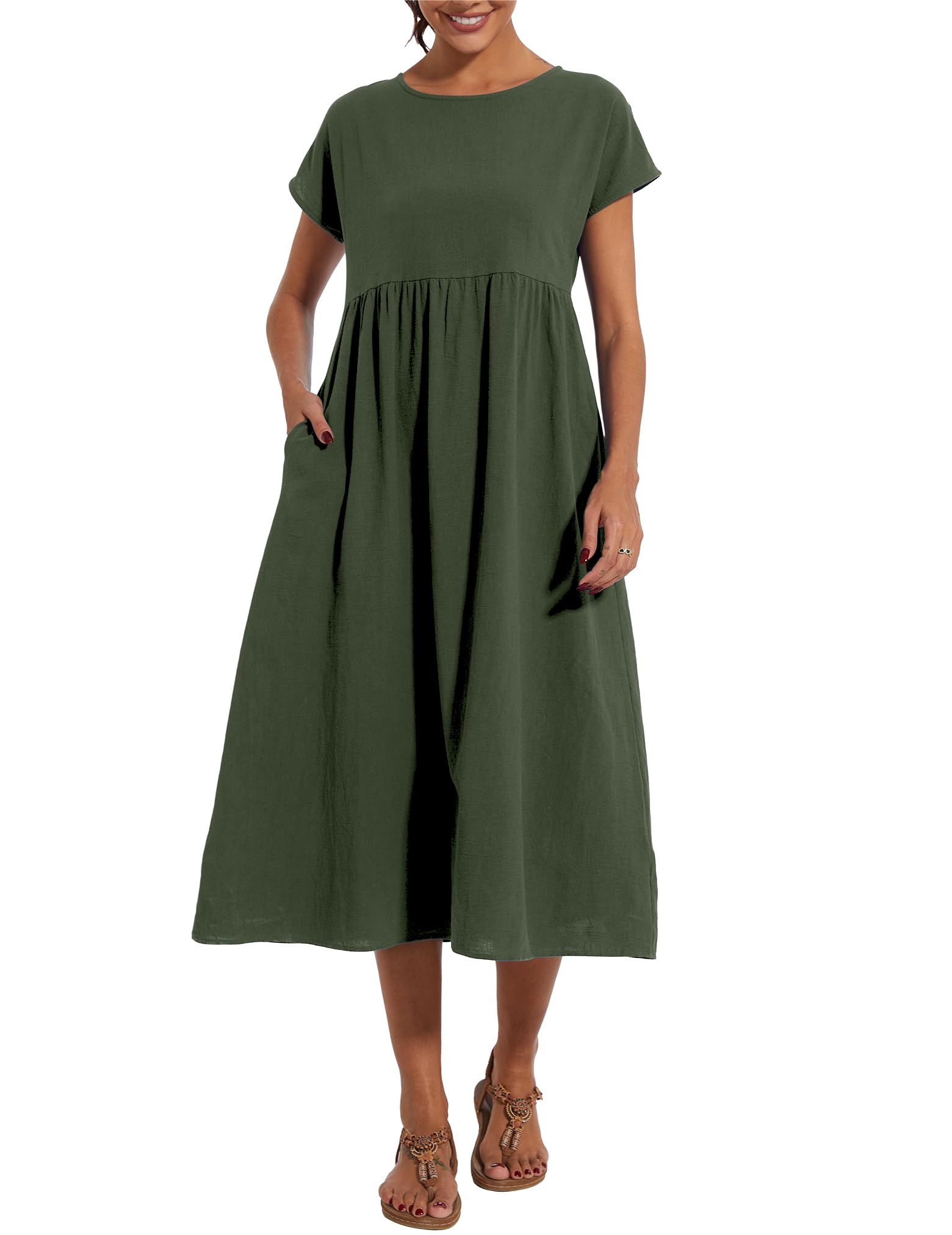Foto 5 | Vestido Wrolem Casual De Verano De Algodón Con Bolsillos Para Mujer 2024 - Venta Internacional.