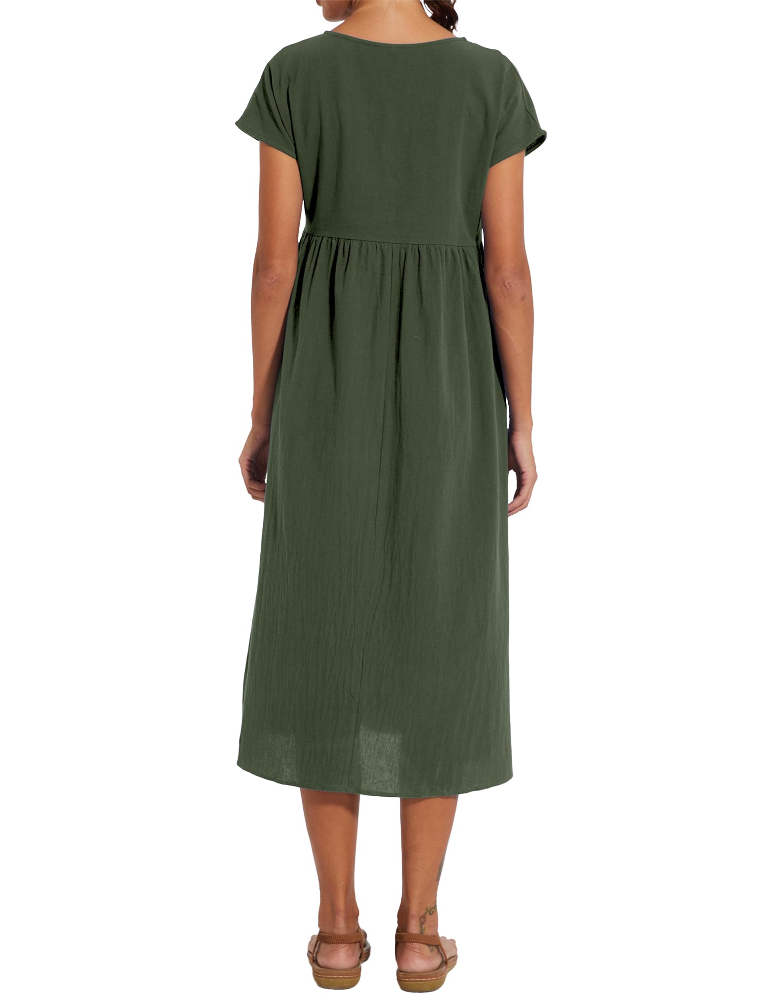 Foto 7 pulgar | Vestido Wrolem Casual De Verano De Algodón Con Bolsillos Para Mujer 2024 - Venta Internacional.