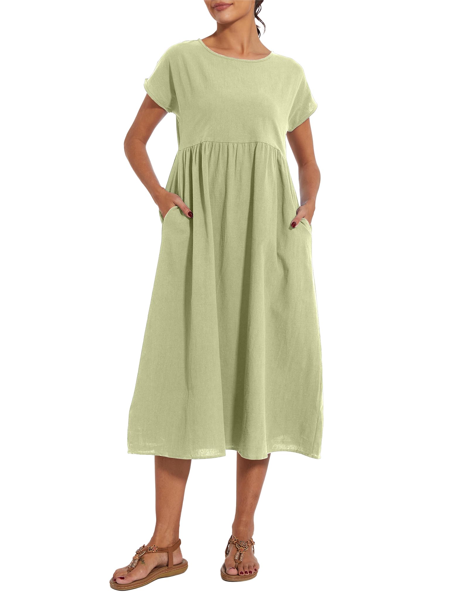Foto 4 | Vestido Wrolem Casual De Verano De Algodón Con Bolsillos Para Mujer 2024 - Venta Internacional.