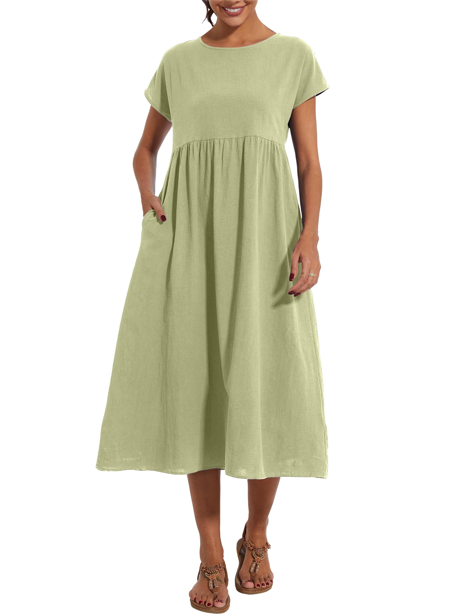 Foto 6 pulgar | Vestido Wrolem Casual De Verano De Algodón Con Bolsillos Para Mujer 2024 - Venta Internacional.