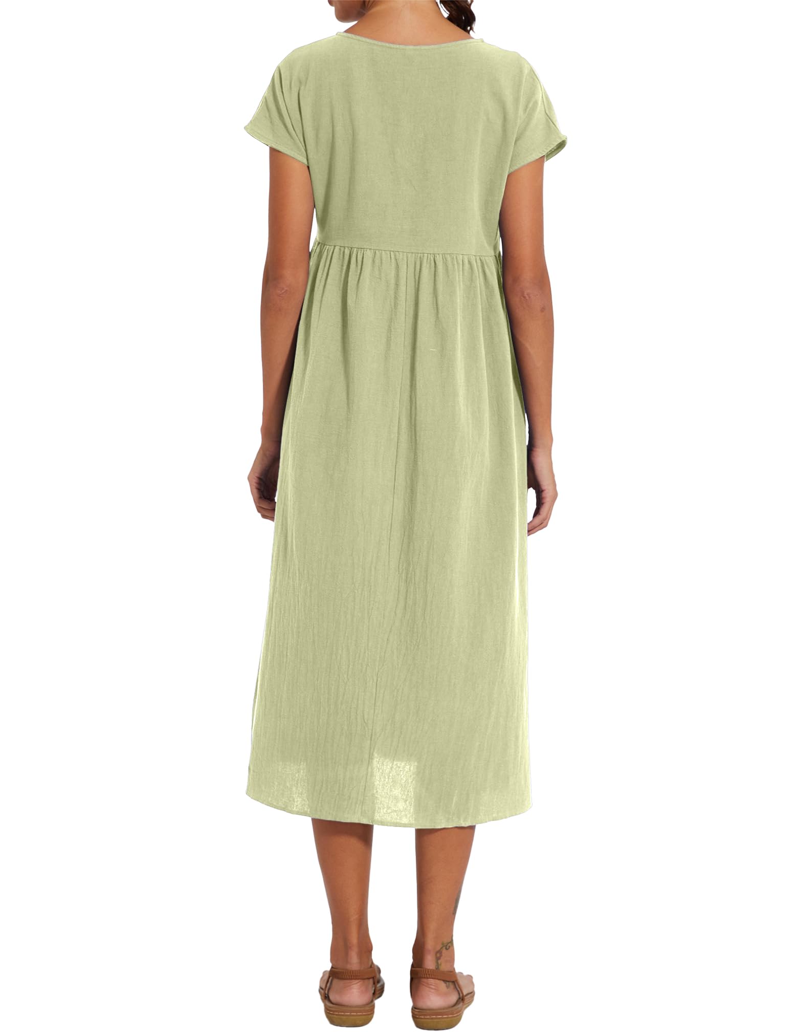 Foto 7 pulgar | Vestido Wrolem Casual De Verano De Algodón Con Bolsillos Para Mujer 2024 - Venta Internacional.