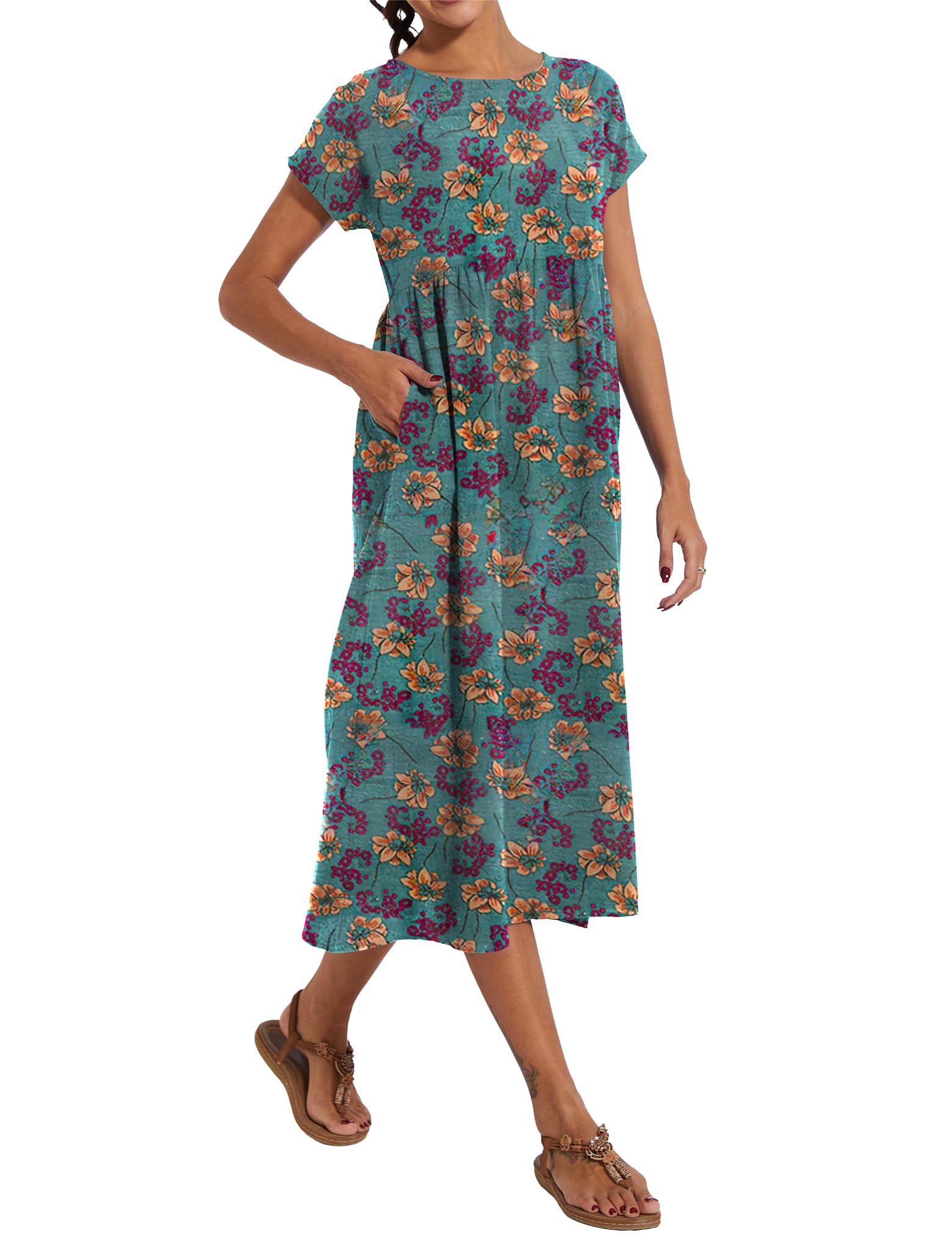 Foto 3 pulgar | Vestido Wrolem Casual De Verano De Algodón Con Bolsillos Para Mujer 2024 - Venta Internacional.
