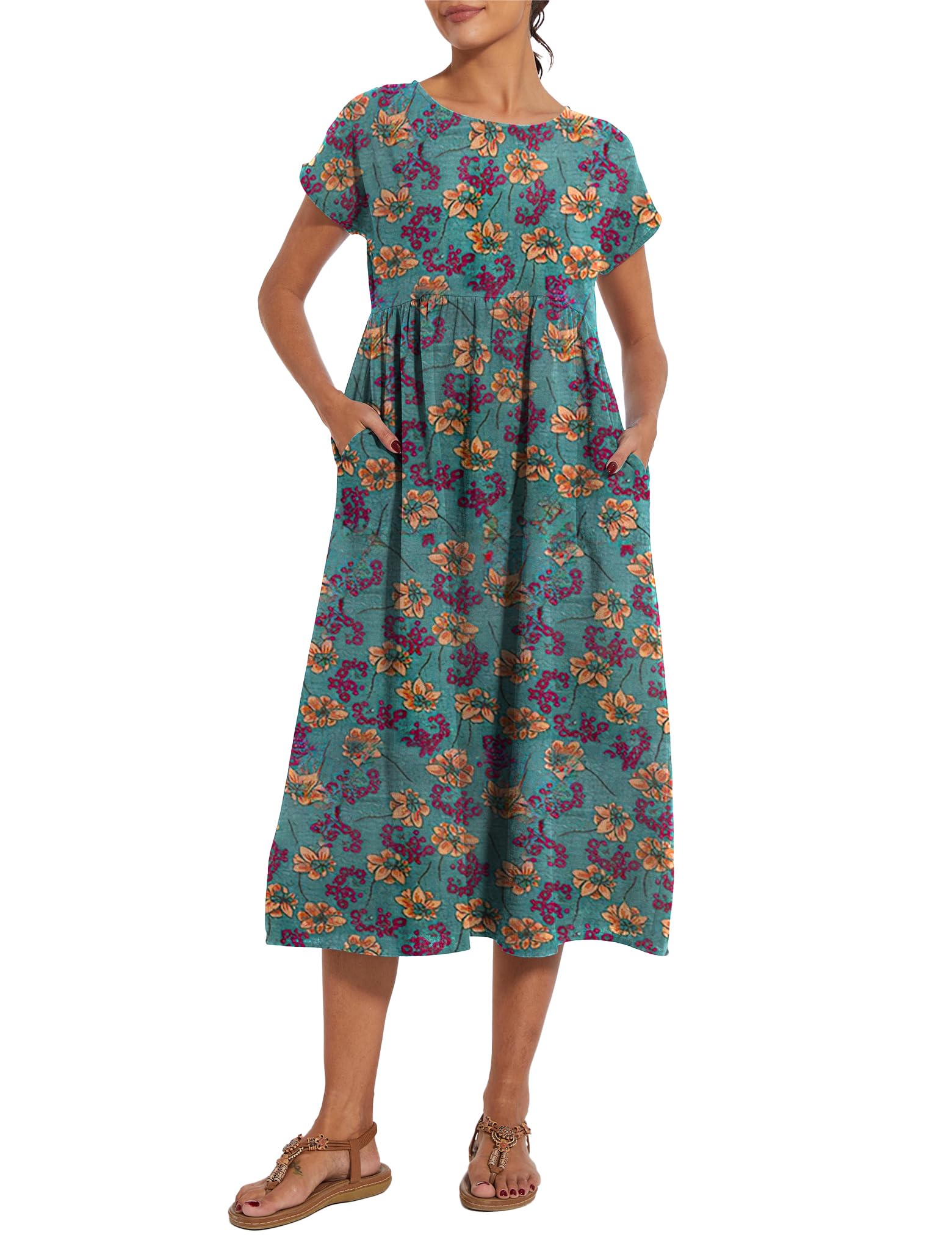 Foto 5 pulgar | Vestido Wrolem Casual De Verano De Algodón Con Bolsillos Para Mujer 2024 - Venta Internacional.