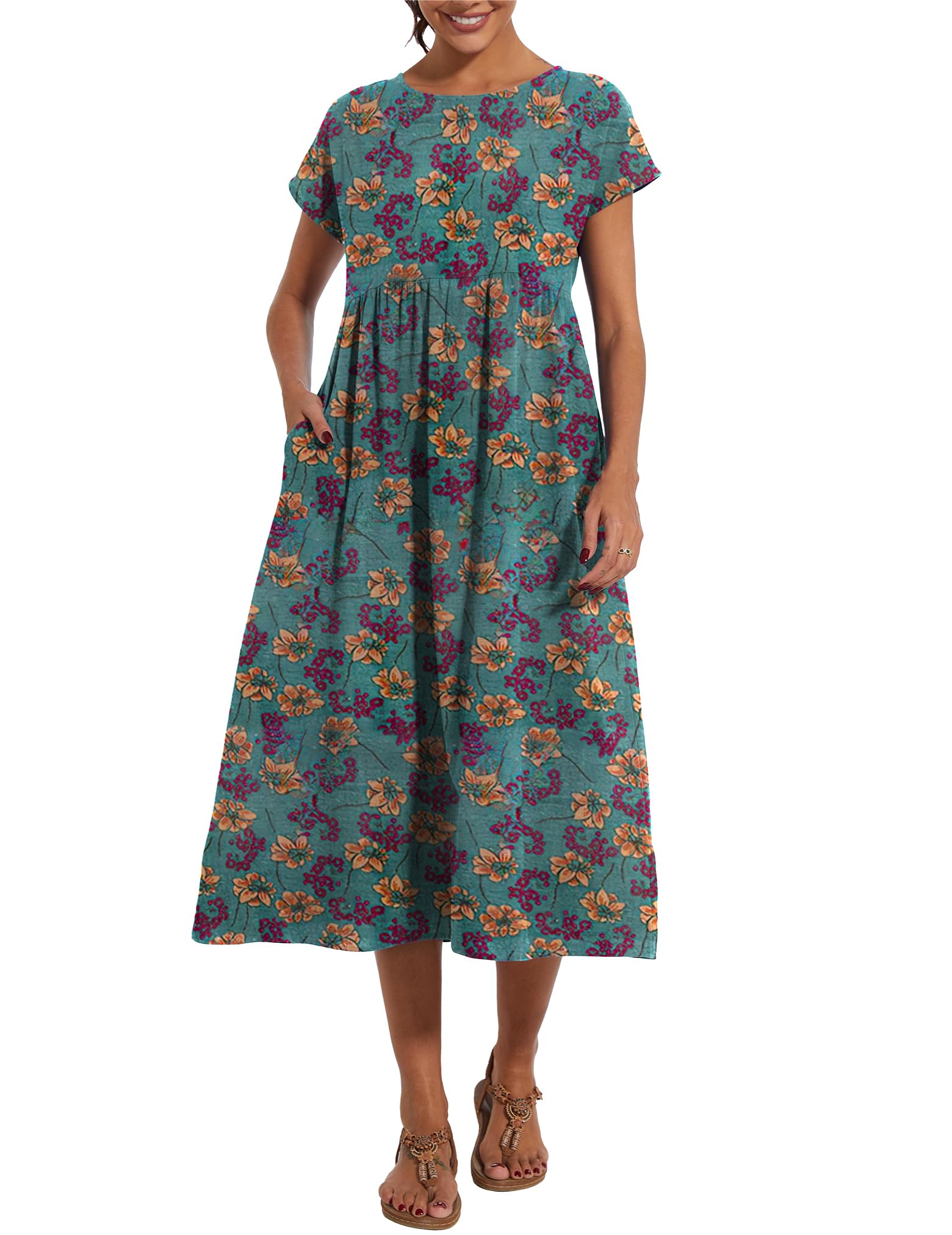 Foto 6 pulgar | Vestido Wrolem Casual De Verano De Algodón Con Bolsillos Para Mujer 2024 - Venta Internacional.