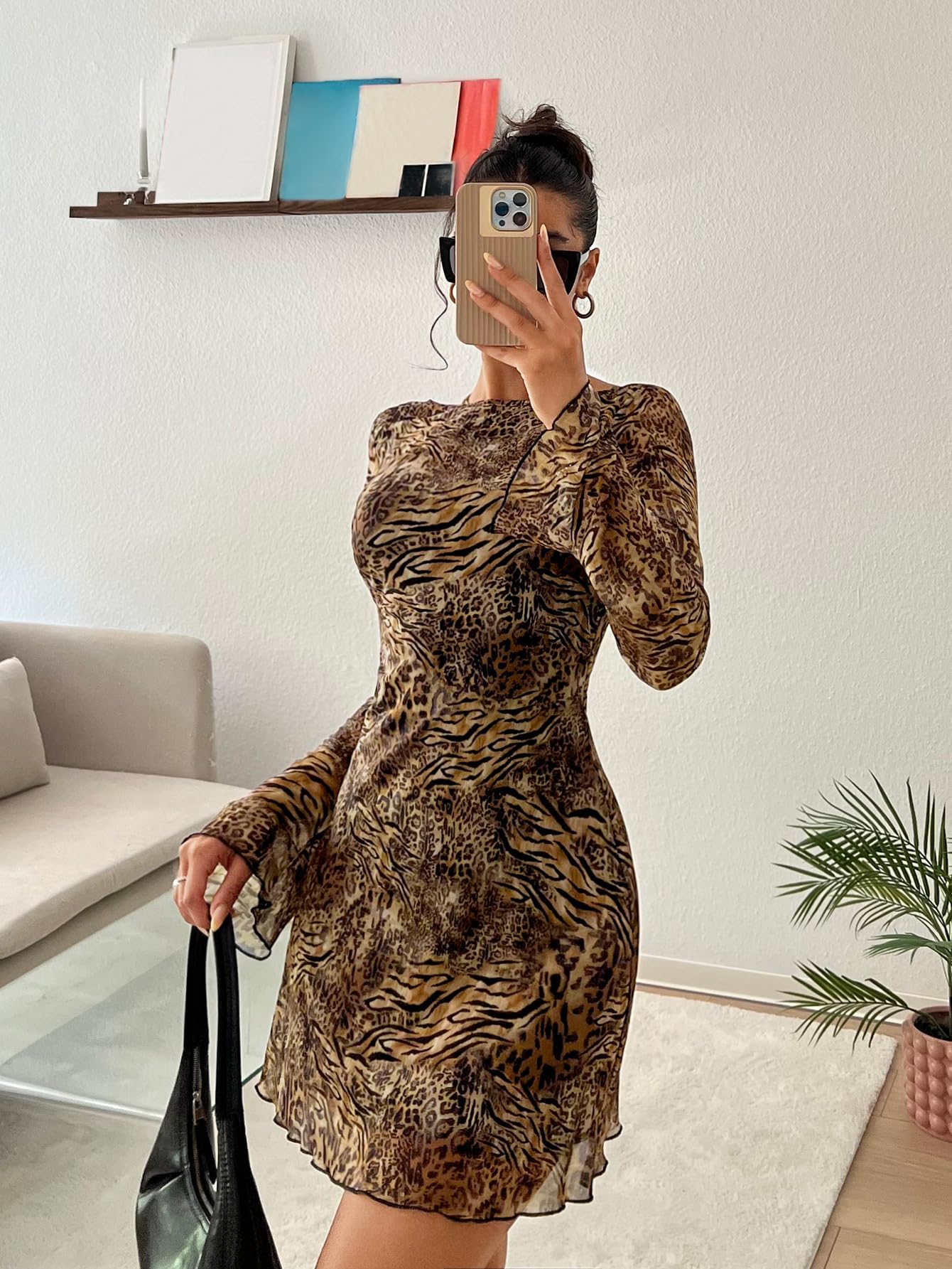 Foto 3 | Vestido Wdirara Estampado De Leopardo para Mujer - Venta Internacional