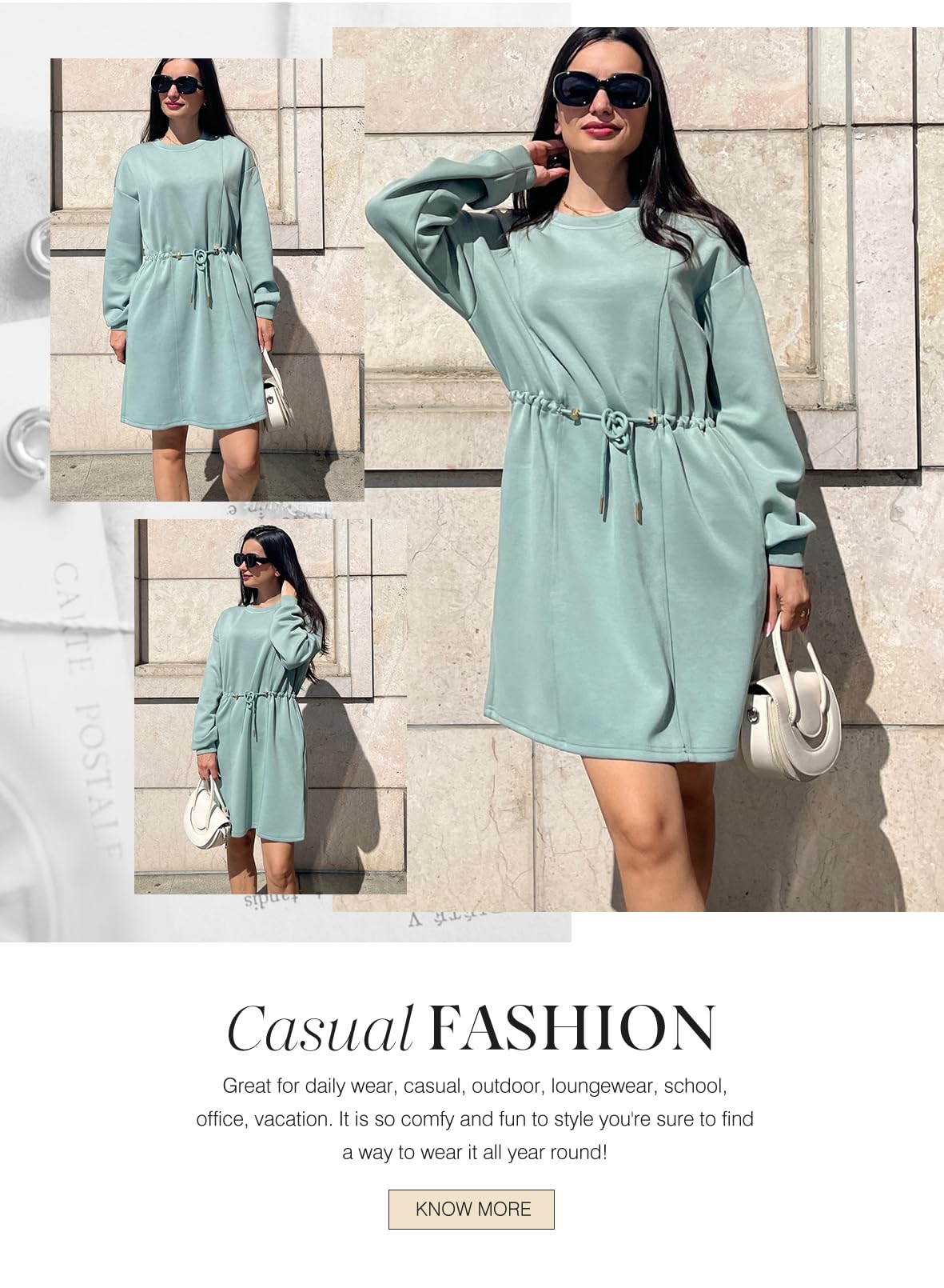 Foto 6 pulgar | Minivestido Casual Dokotoo Para Mujer, Cintura Con Cordón, Verde - Venta Internacional.