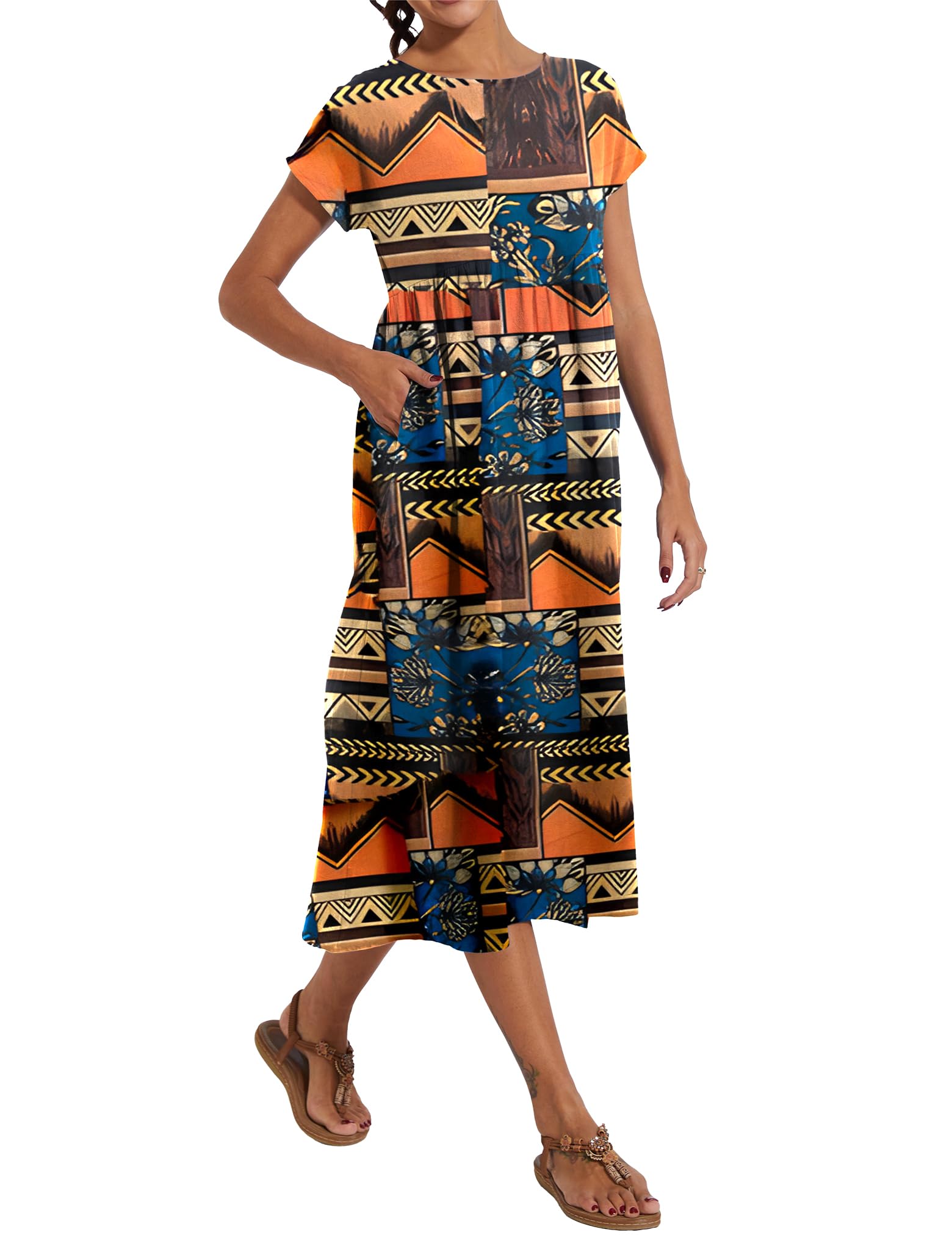 Foto 2 | Vestido Wrolem Casual De Verano De Algodón Con Bolsillos Para Mujer 2024 - Venta Internacional.