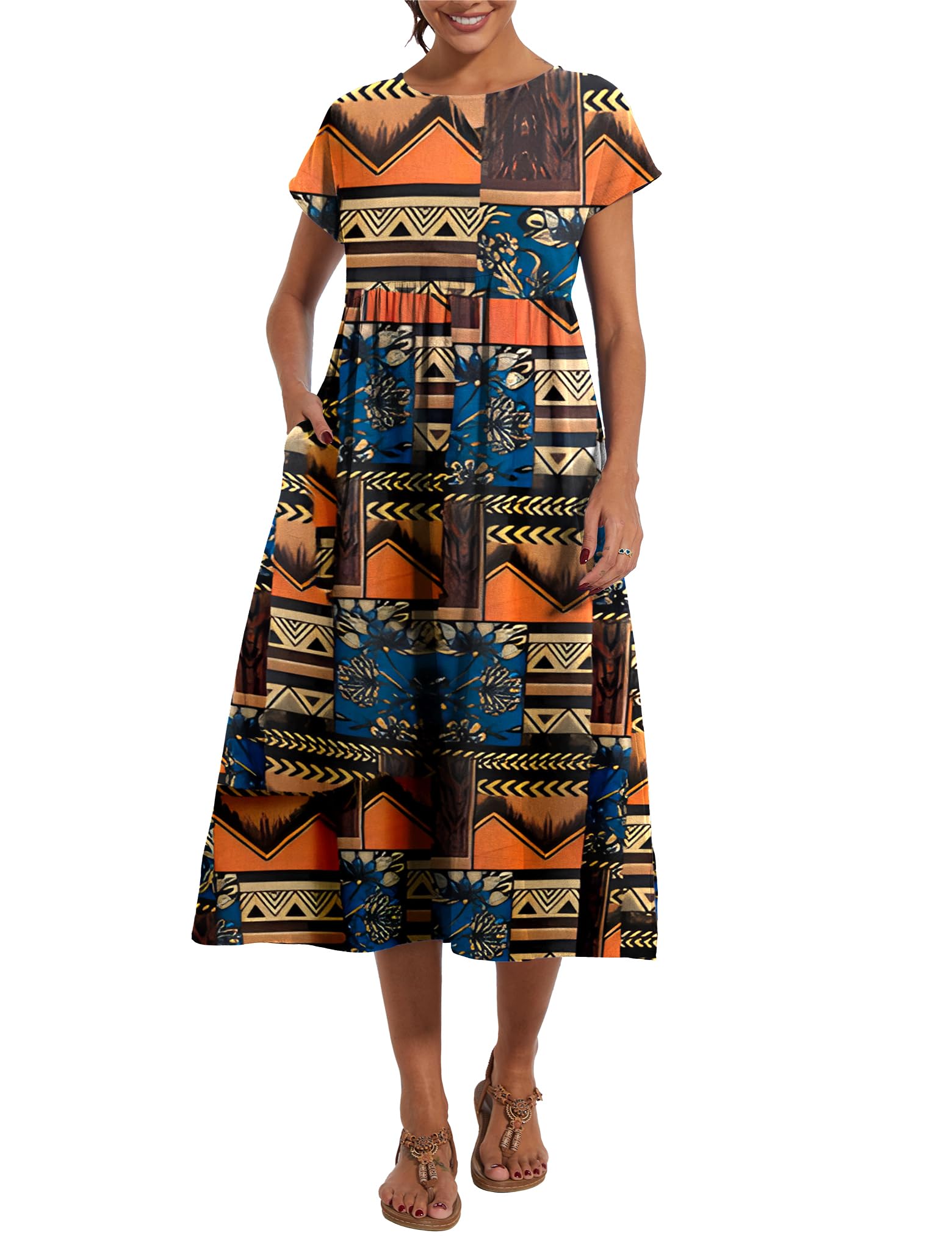 Foto 5 | Vestido Wrolem Casual De Verano De Algodón Con Bolsillos Para Mujer 2024 - Venta Internacional.