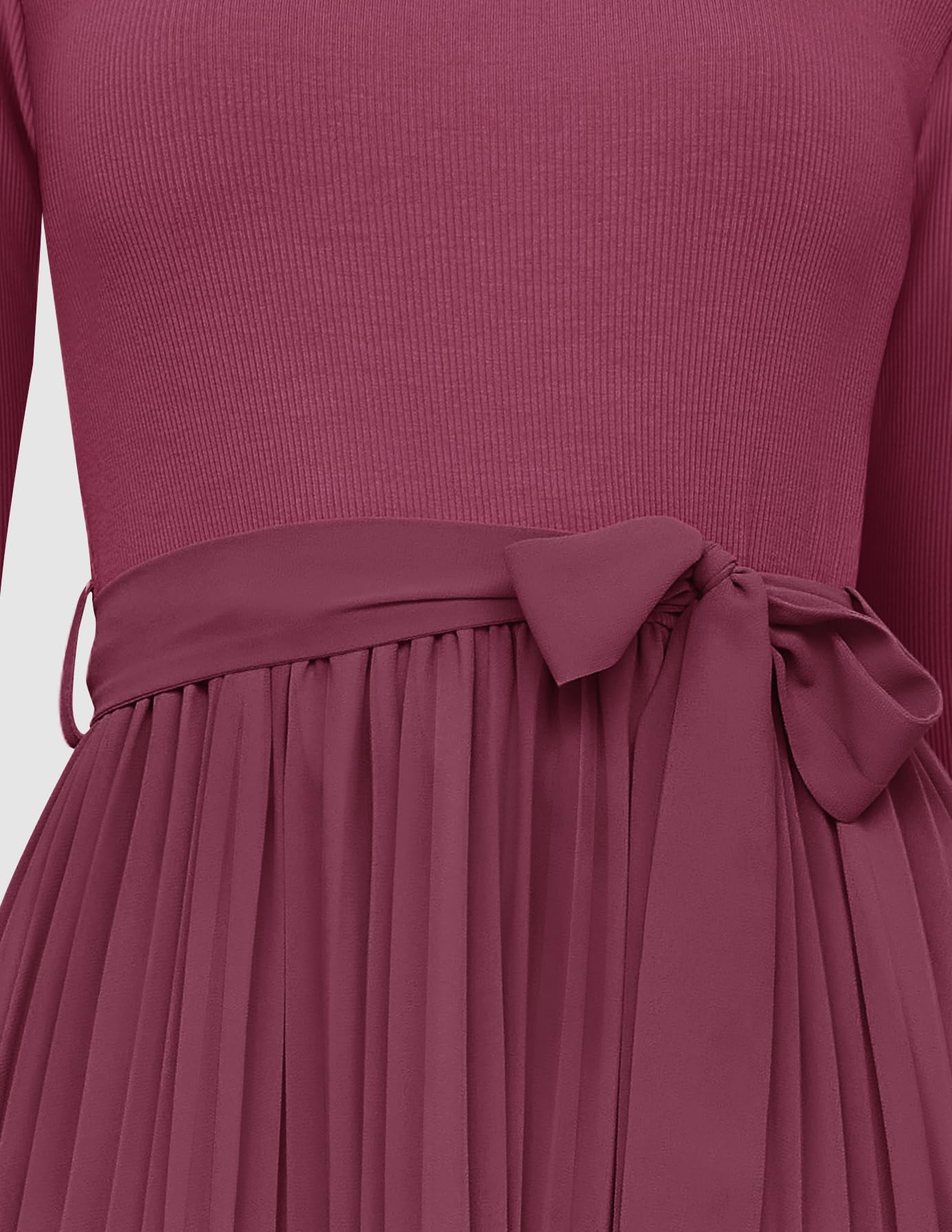 Foto 8 pulgar | Vestido Midi Zesica Otoño Manga Larga Cuello Redondo Línea A Morado Rojo - Venta Internacional.