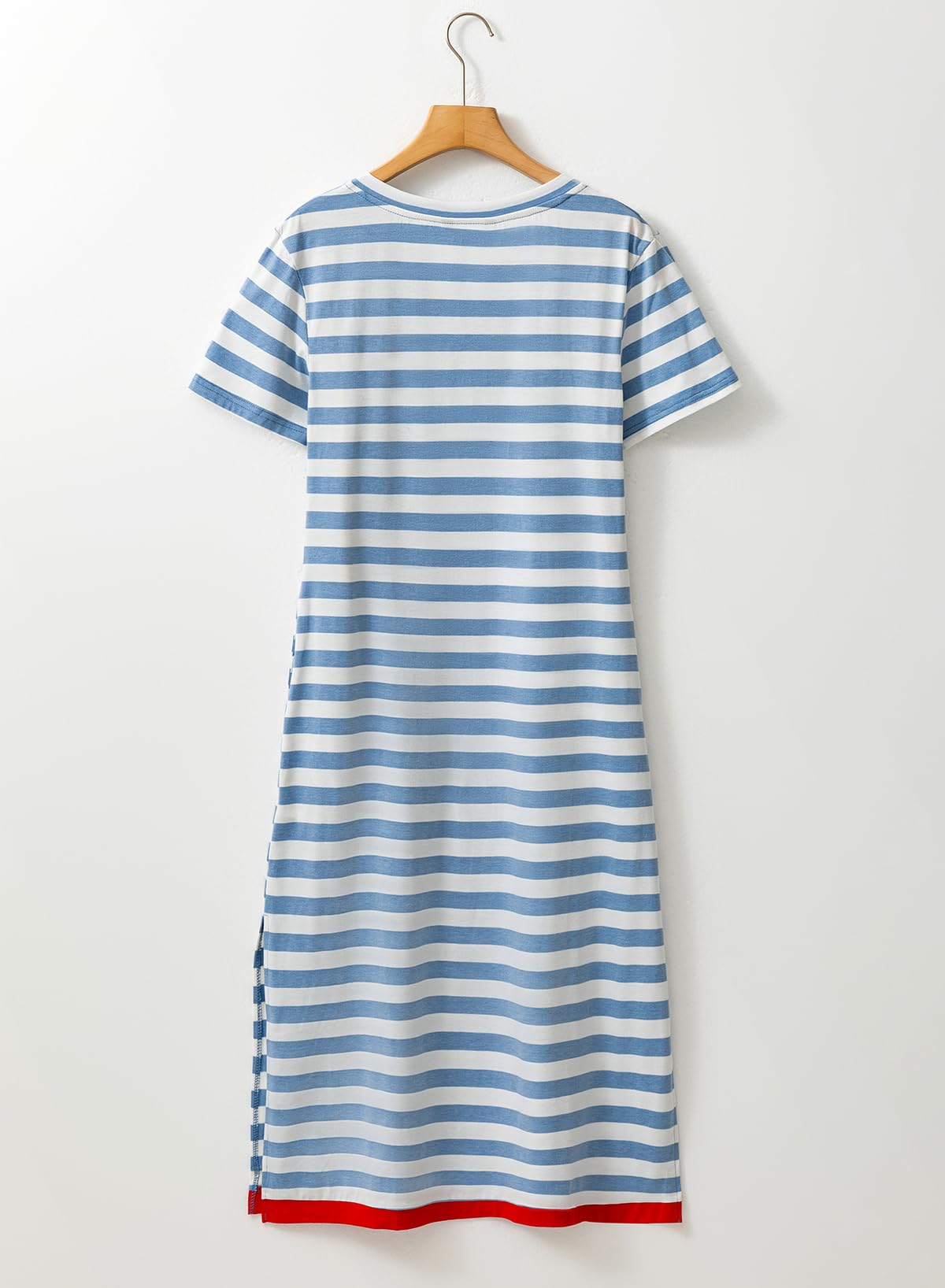 Foto 5 | Vestido Largo Dokotoo 2025 Con Cuello En V Y Manga Corta A Rayas Azul - Venta Internacional.