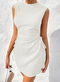 Foto 2 | Vestido Acelit Mini Sin Mangas Con Textura Recortada Para Mujer - Venta Internacional.