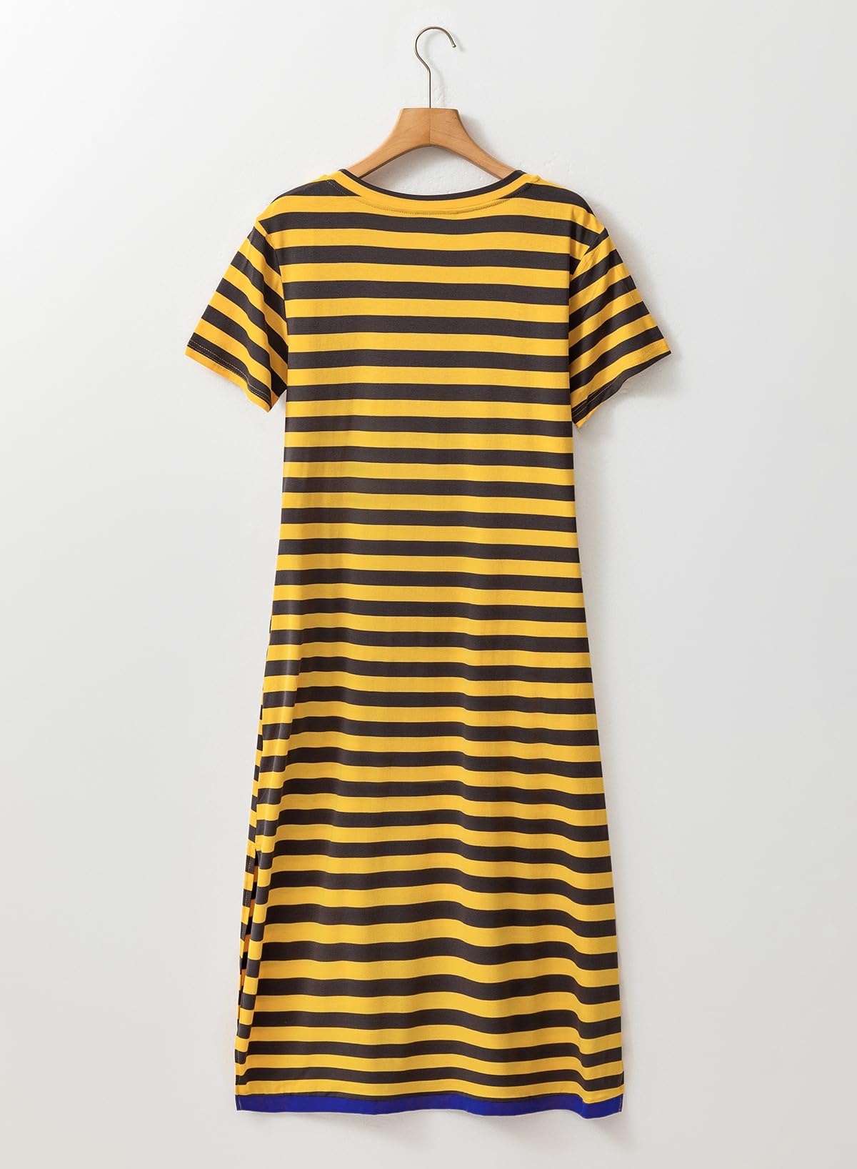Foto 5 pulgar | Vestido Largo Dokotoo 2025 Con Cuello En V Y Manga Corta A Rayas Amarillo - Venta Internacional.
