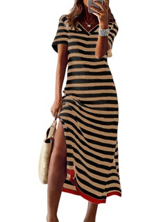 Foto 1 | Vestido Largo Dokotoo Primavera 2025 Con Cuello En V Y Manga Corta Para Mujer - Venta Internacional.