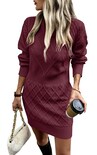 Vestido Tipo Suéter Angashion 2025 Otoño-invierno Para Mujer, Color Rojo Vino - Venta Internacional.