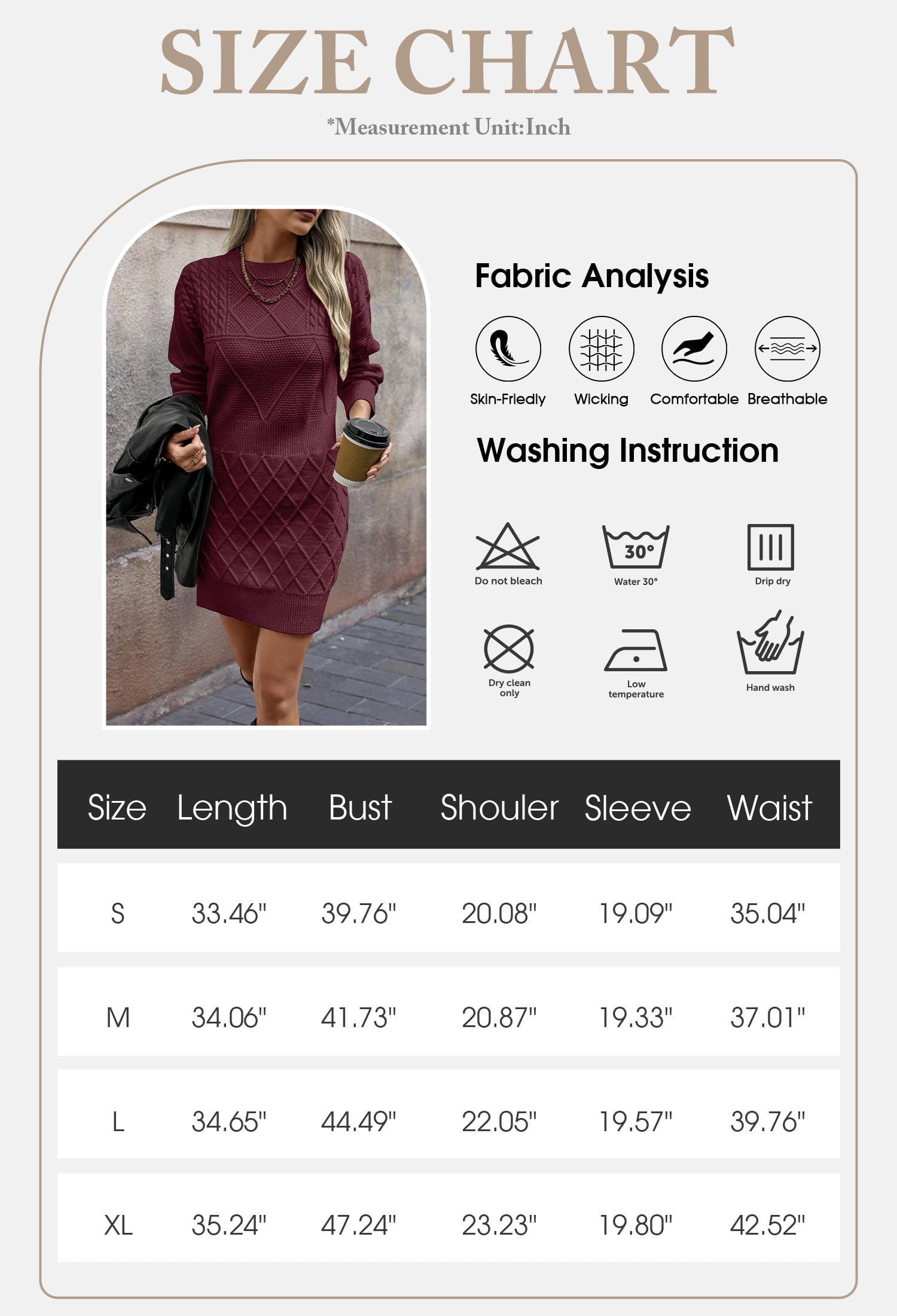 Foto 6 pulgar | Vestido Tipo Suéter Angashion 2025 Otoño-invierno Para Mujer, Color Rojo Vino - Venta Internacional.