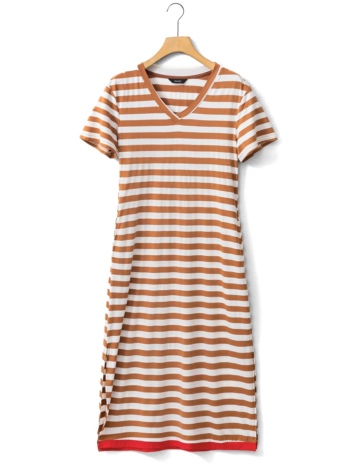 Foto 5 pulgar | Vestido De Verano Dokotoo 2025 Con Cuello En V Y Manga Corta A Rayas Para Mujer - Venta Internacional.