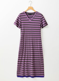 Foto 3 | Vestido De Verano Dokotoo 2025 Con Cuello En V Y Manga Corta A Rayas Morado - Venta Internacional.