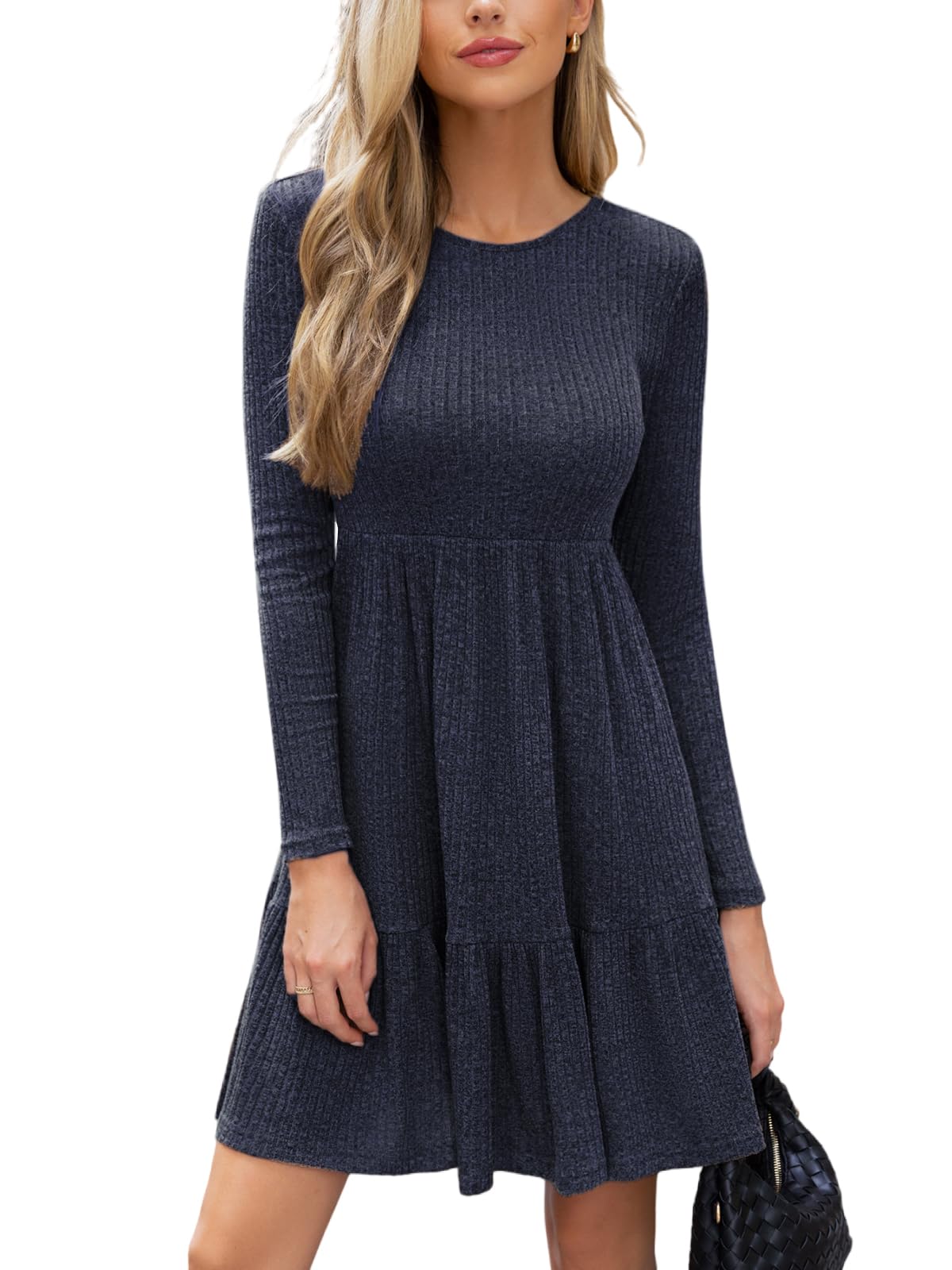 Foto 2 pulgar | Vestido Cupshe Otoño 2025 Casual Con Cuello Redondo Y Manga Larga Para Mujer - Venta Internacional.