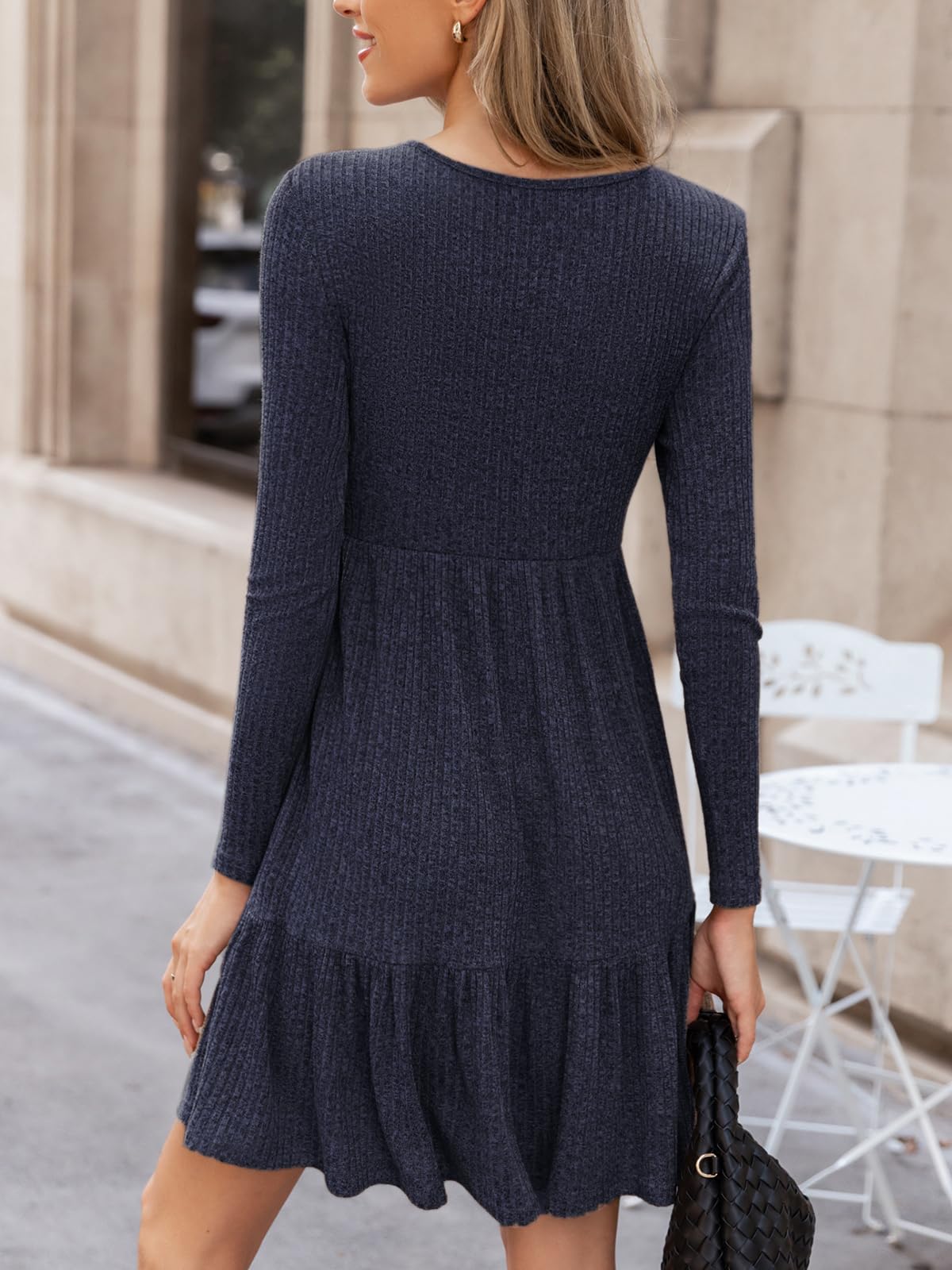 Foto 4 pulgar | Vestido Cupshe Otoño 2025 Casual Con Cuello Redondo Y Manga Larga Para Mujer - Venta Internacional.