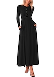Vestido Largo Prettygarden Casual Para Mujer 2025 Primavera Negro - Venta Internacional.