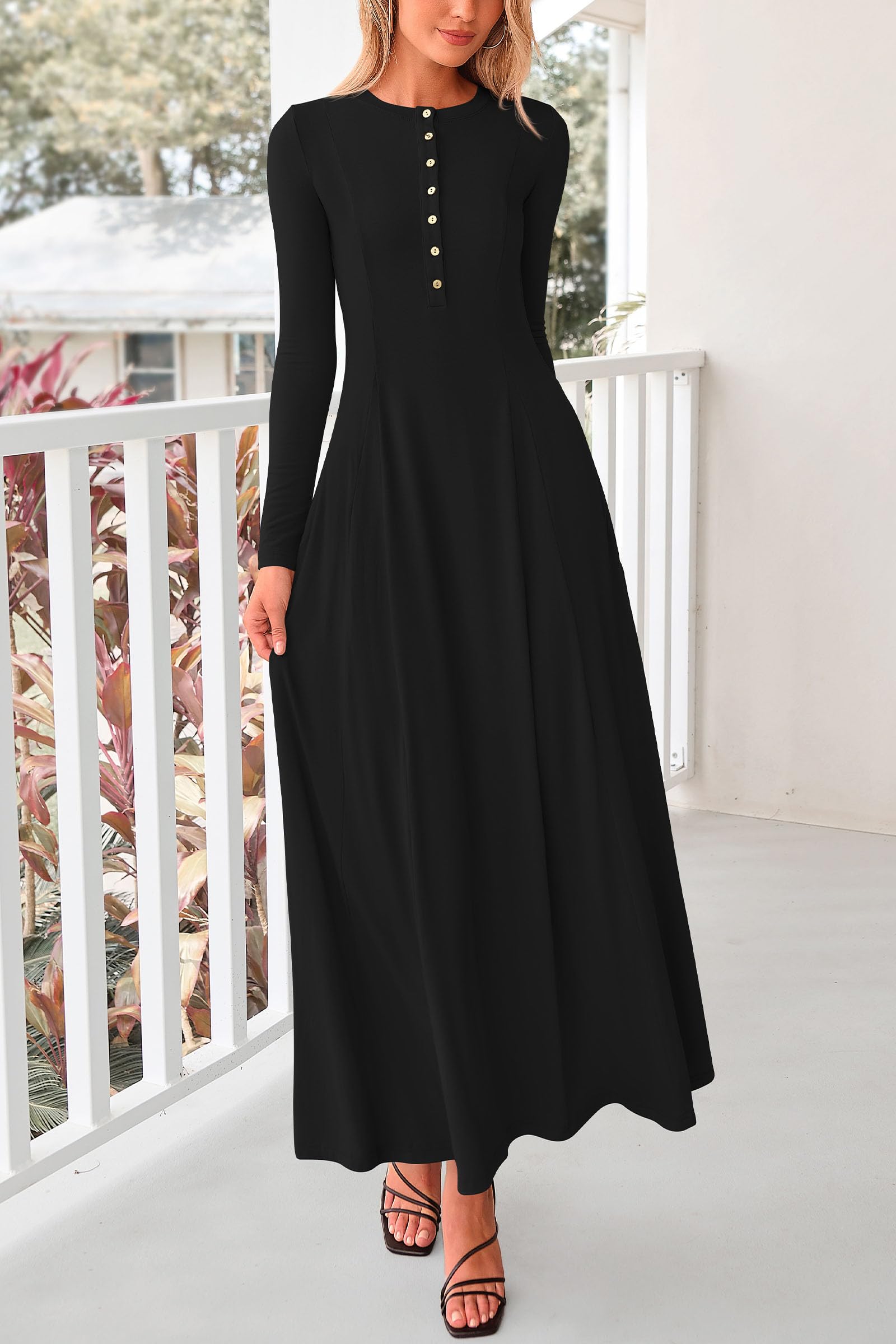 Foto 5 pulgar | Vestido Largo Prettygarden Casual Para Mujer 2025 Primavera Negro - Venta Internacional.
