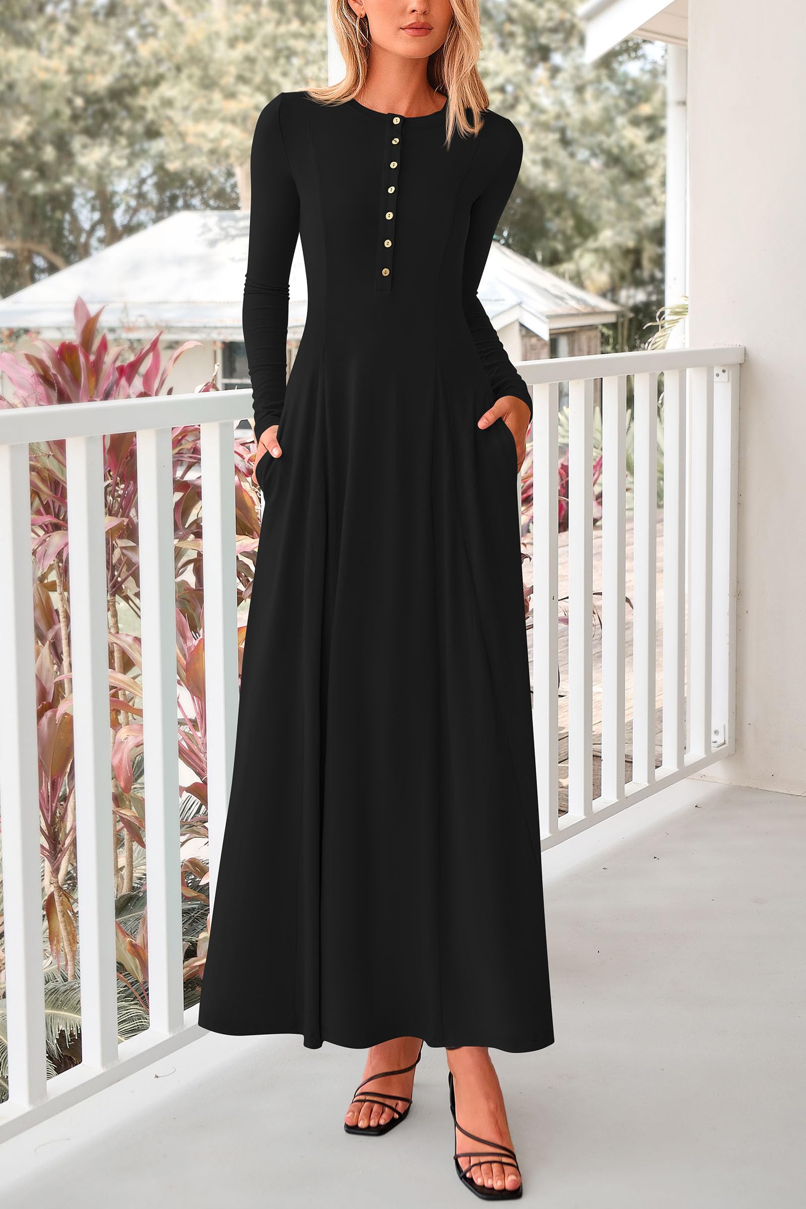 Foto 6 pulgar | Vestido Largo Prettygarden Casual Para Mujer 2025 Primavera Negro - Venta Internacional.