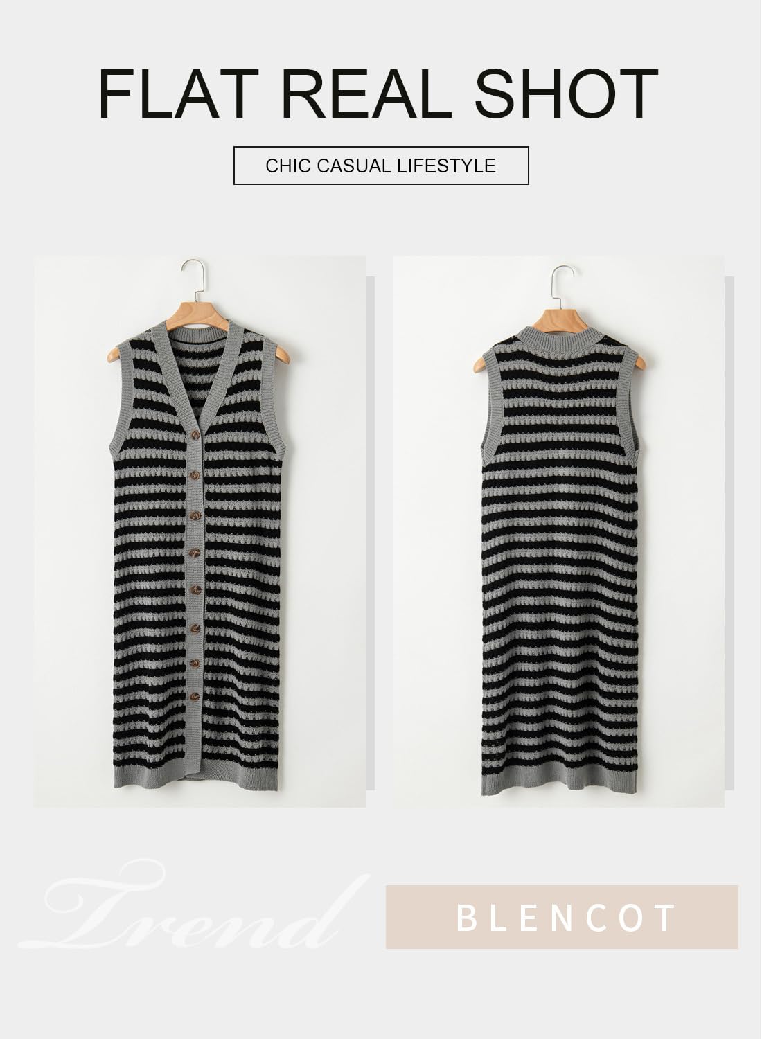 Foto 5 pulgar | Vestido Midi Blencot Para Mujer, A Rayas, Primavera, Sin Mangas, Gris S - Venta Internacional.