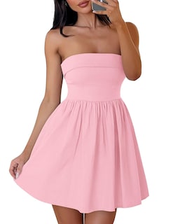 Foto 1 | Vestido Zesica Summer Strapless Mini 2025 Con Hombros Descubiertos Rosa - Venta Internacional.