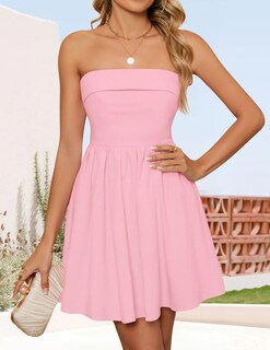 Foto 2 | Vestido Zesica Summer Strapless Mini 2025 Con Hombros Descubiertos Rosa - Venta Internacional.