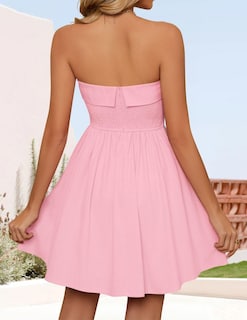 Foto 4 | Vestido Zesica Summer Strapless Mini 2025 Con Hombros Descubiertos Rosa - Venta Internacional.