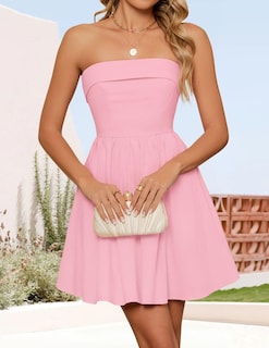 Foto 5 | Vestido Zesica Summer Strapless Mini 2025 Con Hombros Descubiertos Rosa - Venta Internacional.