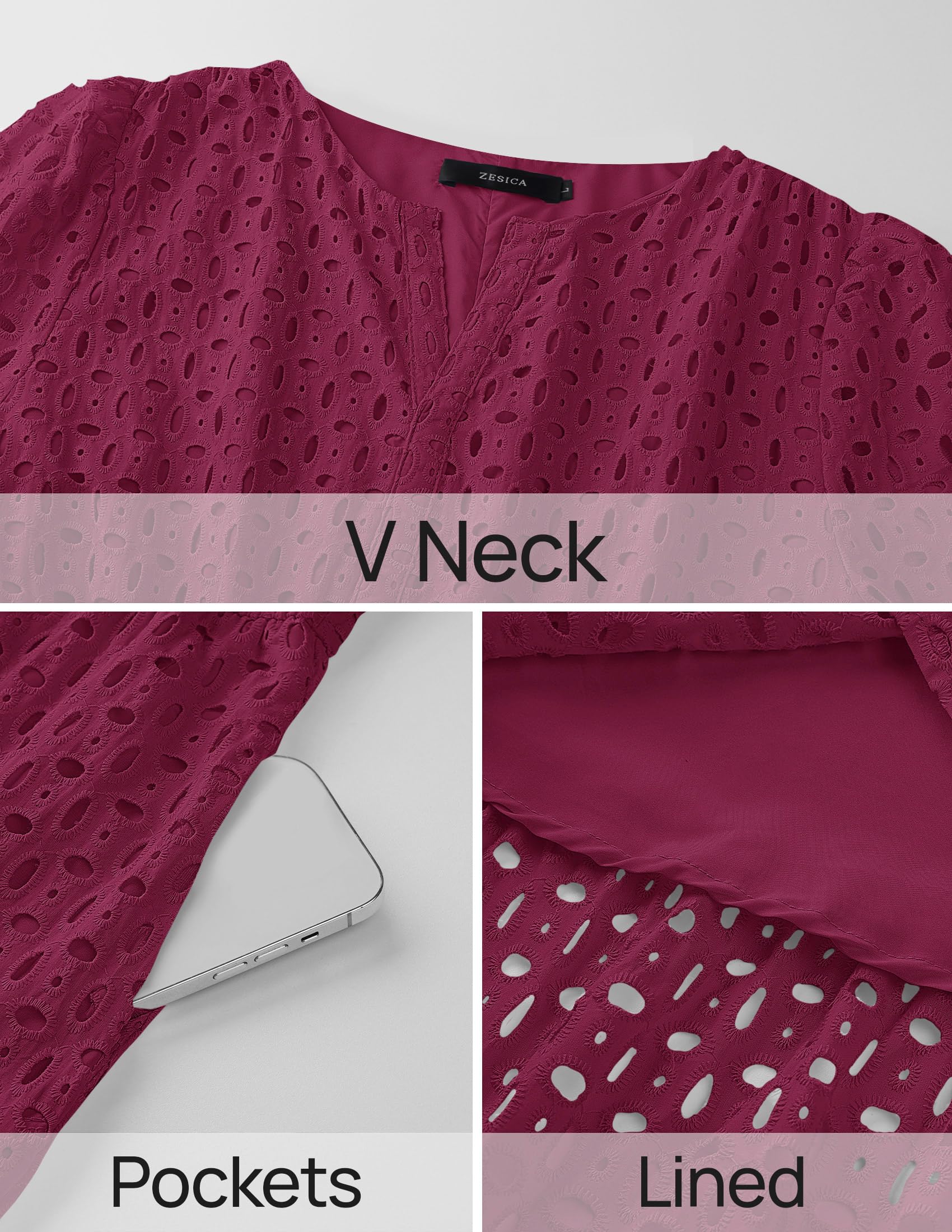Foto 8 pulgar | Vestido Largo Zesica 2025 De Verano Con Manga Corta Y Cuello En V Para Mujer - Venta Internacional.
