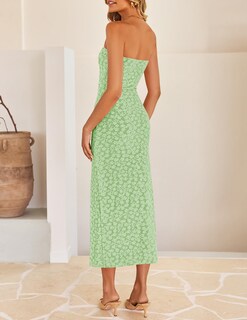 Foto 4 | Vestido Ajustado Zesica 2025 Para Verano, Estilo Bohemio Y Floral, Con Hombros Descubiertos - Venta Internacional.