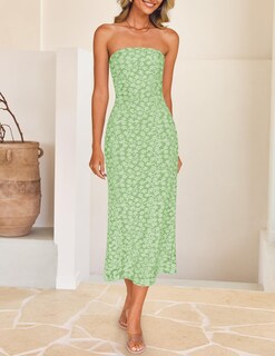 Foto 7 | Vestido Ajustado Zesica 2025 Para Verano, Estilo Bohemio Y Floral, Con Hombros Descubiertos - Venta Internacional.