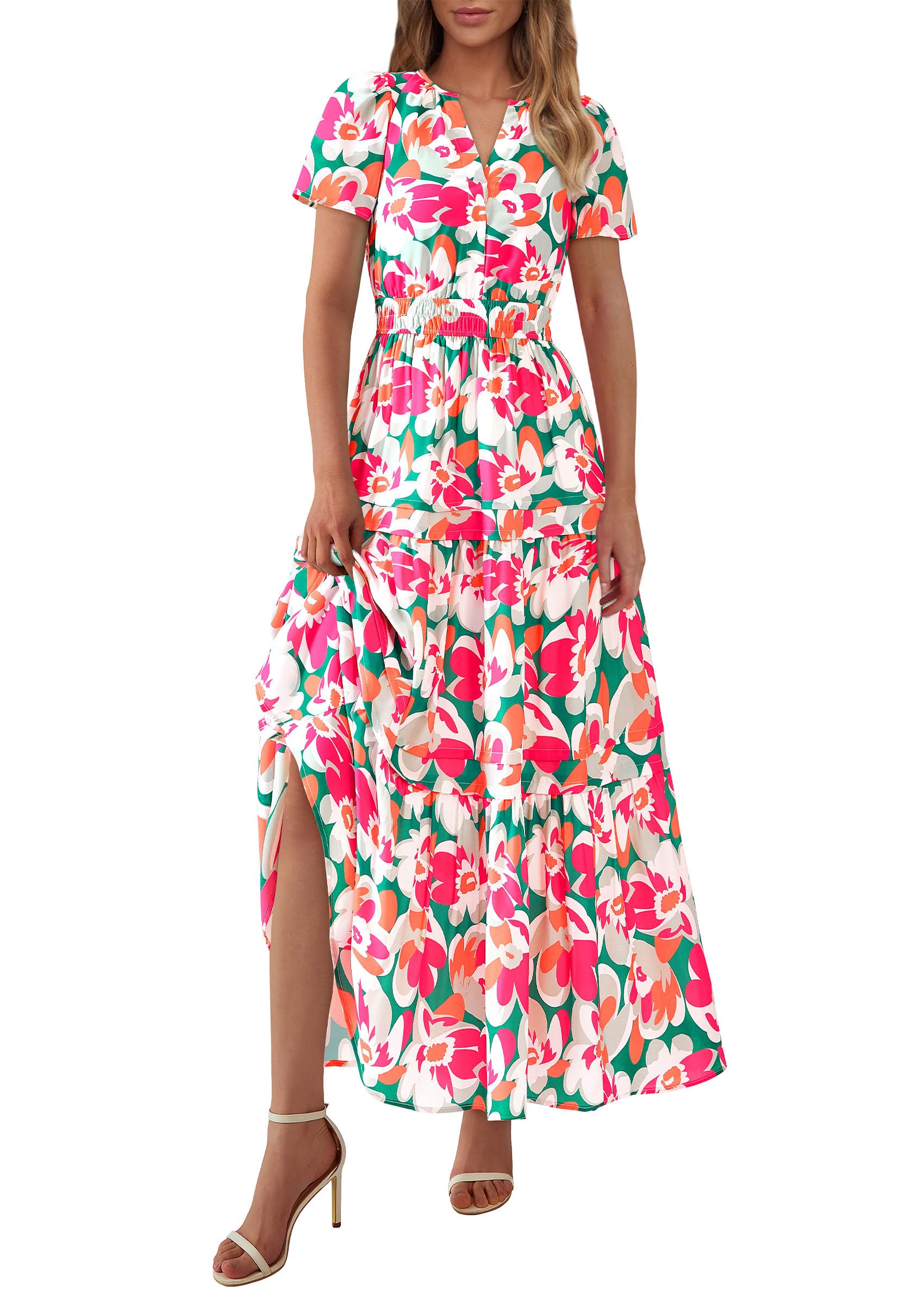 Foto 2 pulgar | Vestido Largo Prettygarden Para Mujer Con Estampado Floral Bohemio De Verano - Venta Internacional.