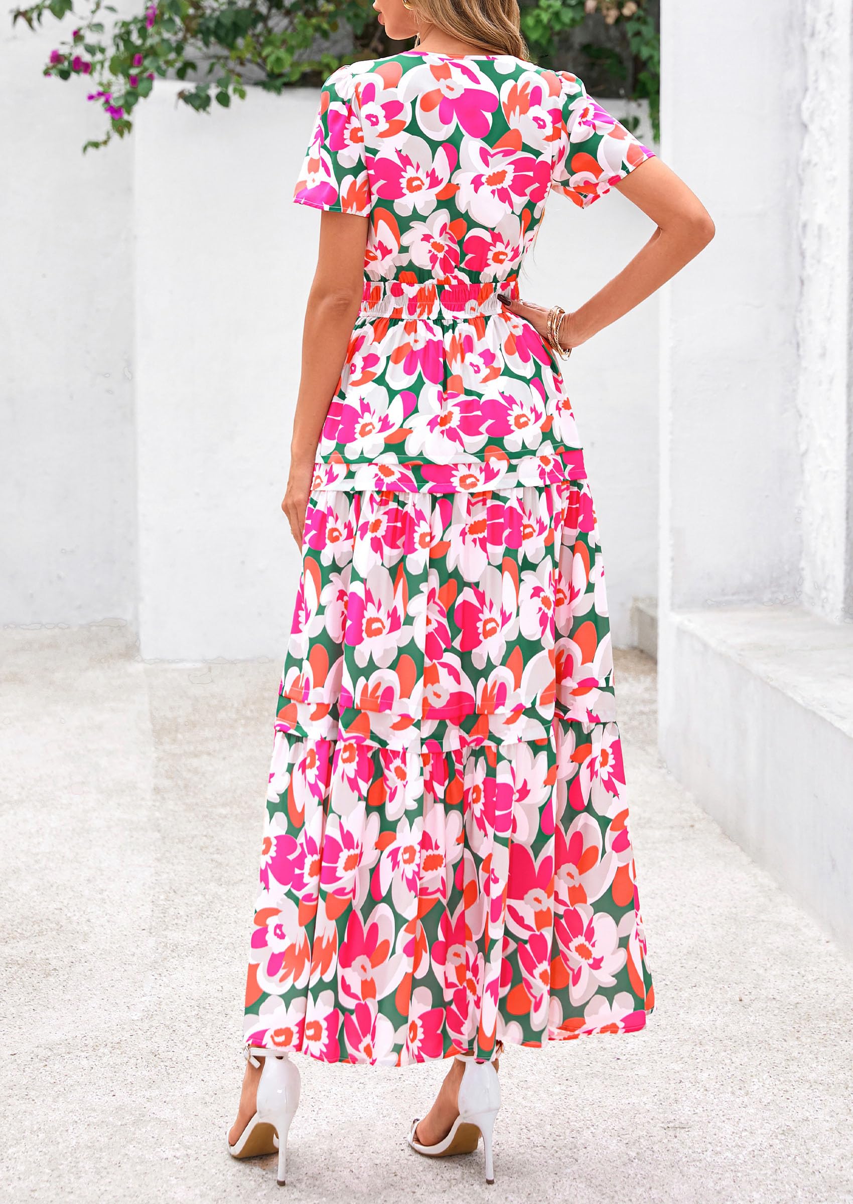 Foto 3 pulgar | Vestido Largo Prettygarden Para Mujer Con Estampado Floral Bohemio De Verano - Venta Internacional.