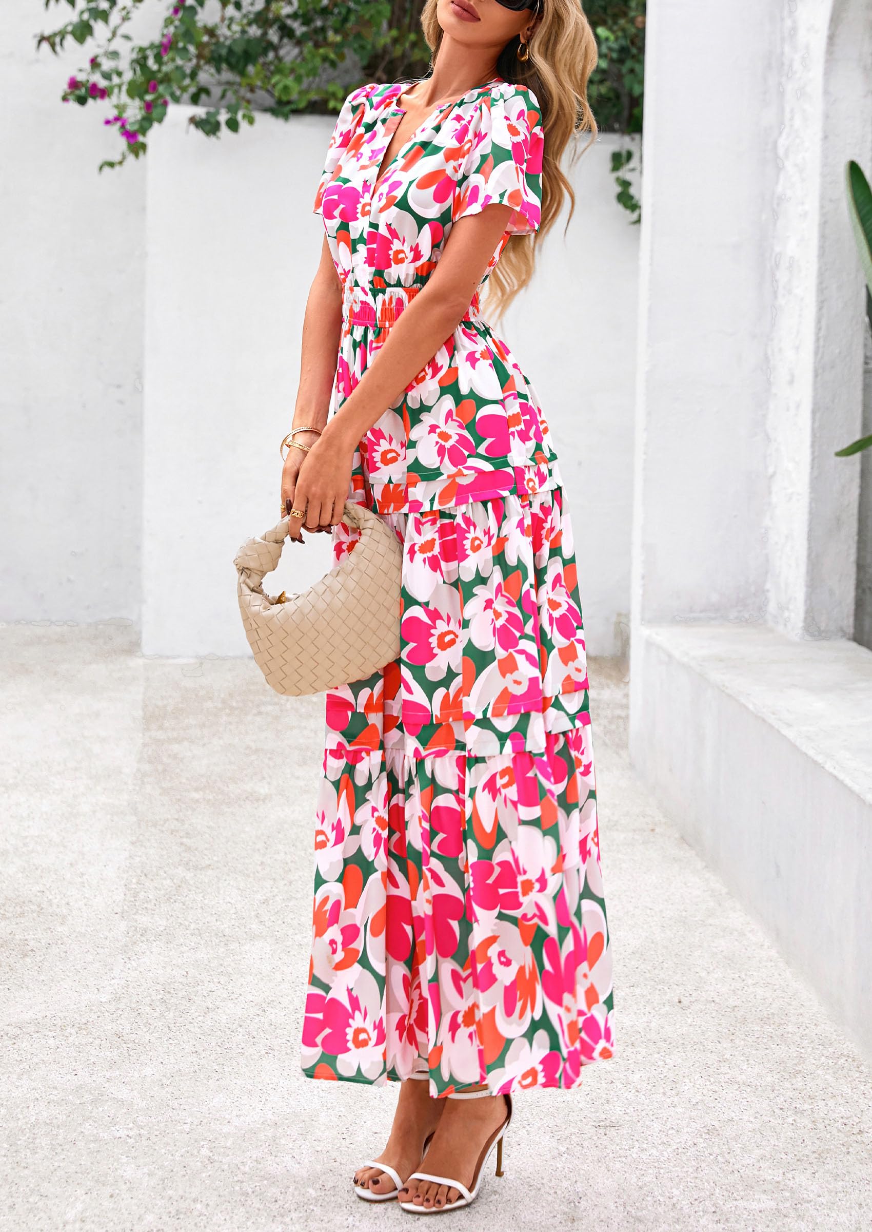Foto 5 pulgar | Vestido Largo Prettygarden Para Mujer Con Estampado Floral Bohemio De Verano - Venta Internacional.