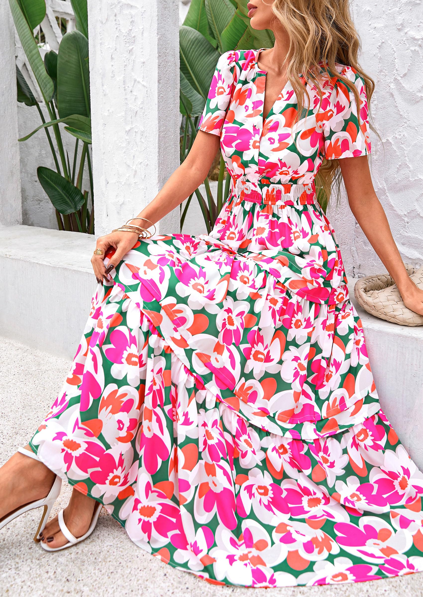 Foto 6 pulgar | Vestido Largo Prettygarden Para Mujer Con Estampado Floral Bohemio De Verano - Venta Internacional.