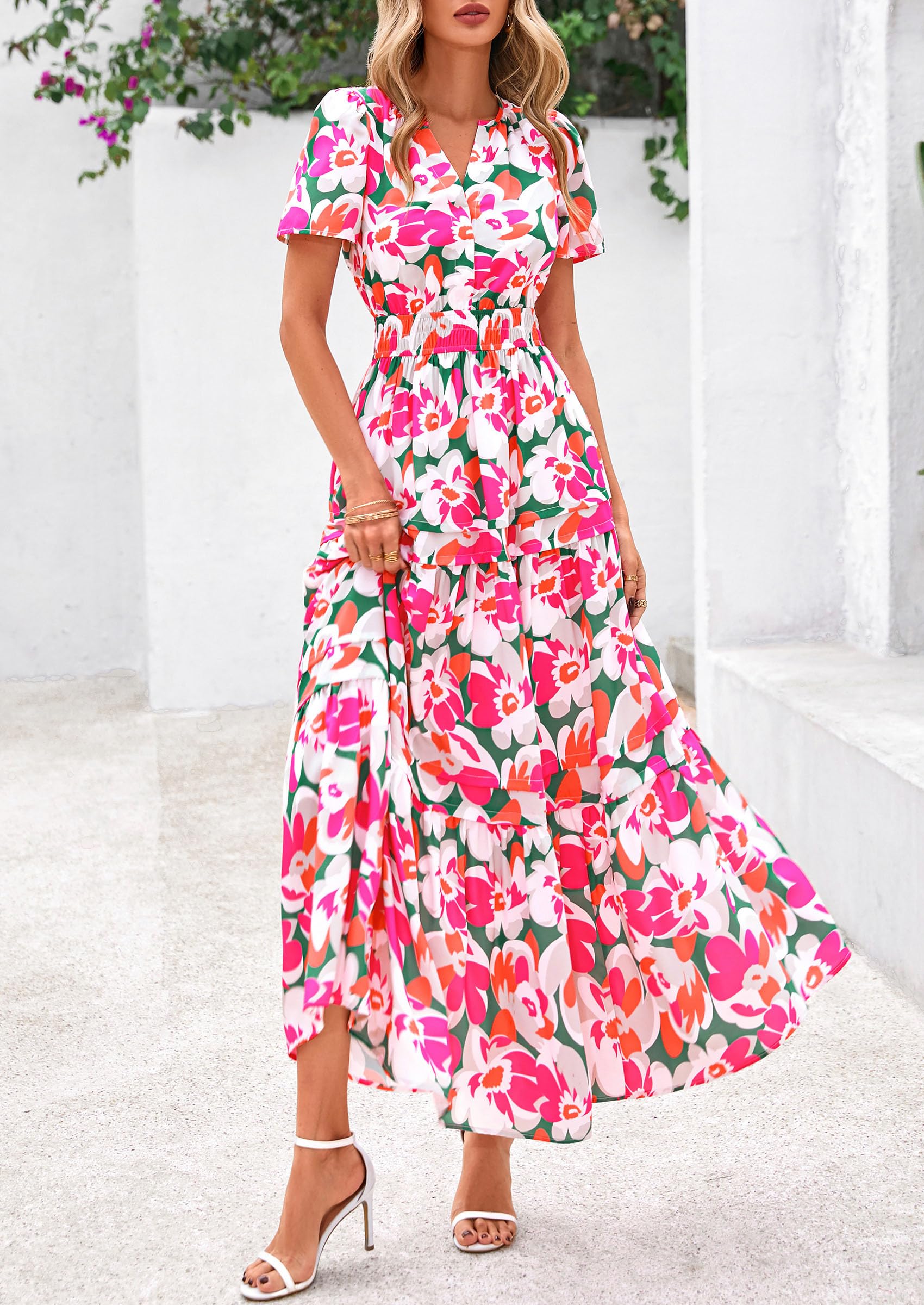Foto 8 pulgar | Vestido Largo Prettygarden Para Mujer Con Estampado Floral Bohemio De Verano - Venta Internacional.