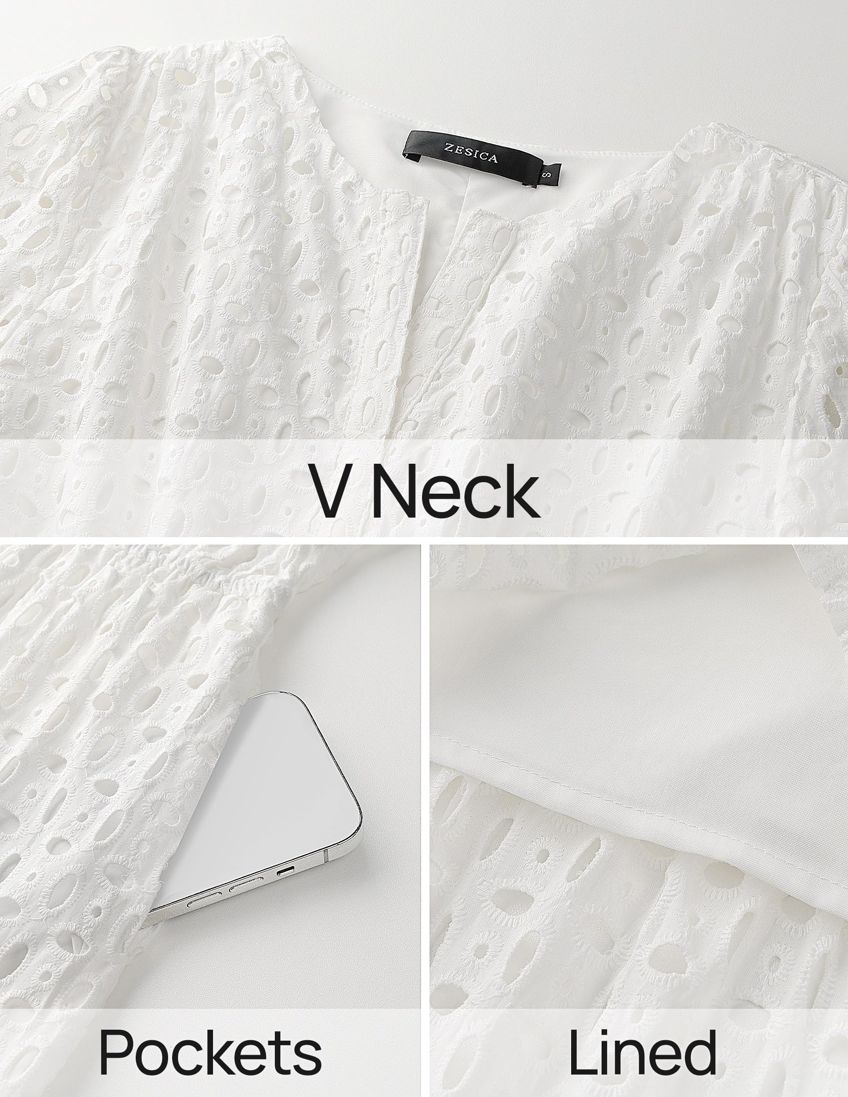 Foto 6 | Vestido Largo Zesica 2025 De Verano Con Manga Corta Y Cuello En V Para Mujer - Venta Internacional.