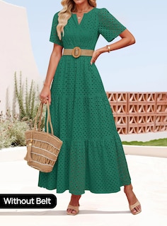 Foto 2 | Vestido Largo Zesica 2025 De Verano Con Manga Corta Y Cuello En V Para Mujer - Venta Internacional.