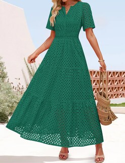 Foto 6 | Vestido Largo Zesica 2025 De Verano Con Manga Corta Y Cuello En V Para Mujer - Venta Internacional.