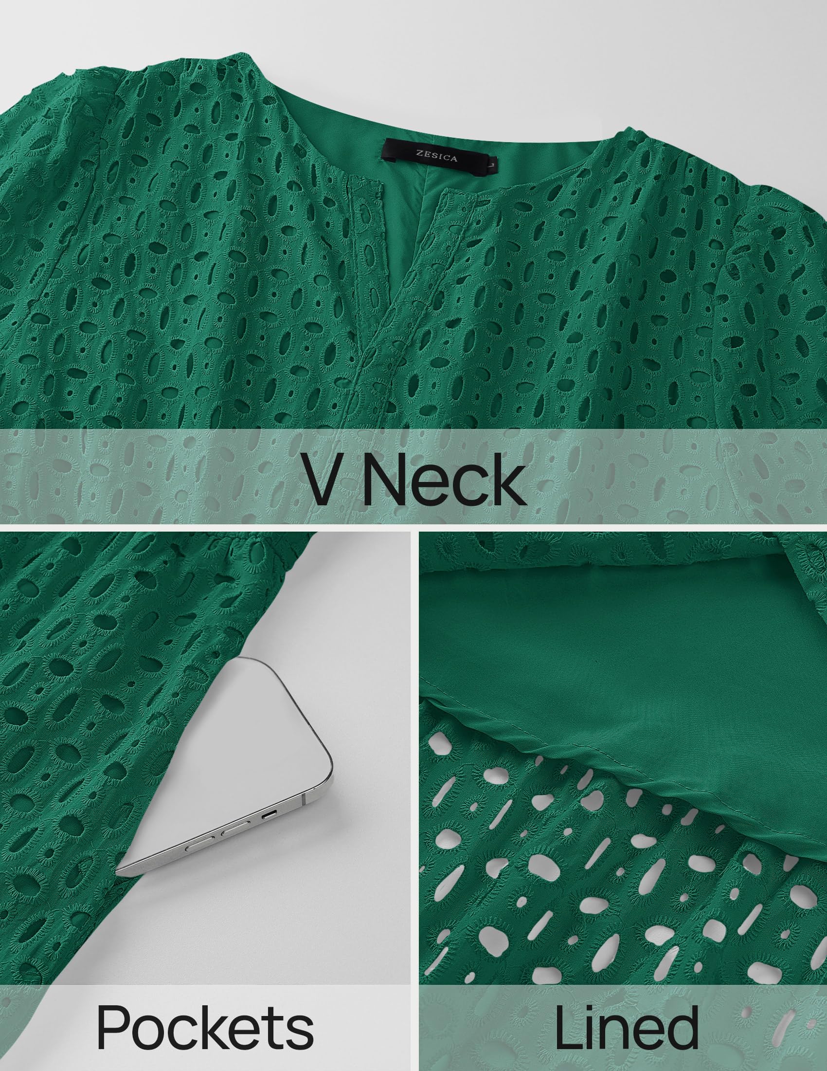 Foto 8 pulgar | Vestido Largo Zesica 2025 De Verano Con Manga Corta Y Cuello En V Para Mujer - Venta Internacional.